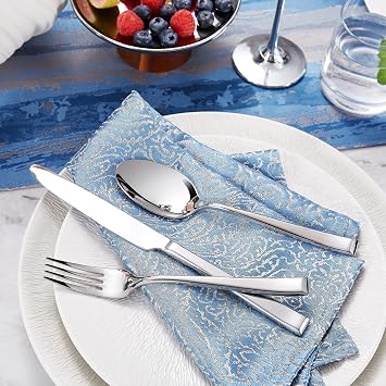 KEAWELL Premium Imperial 20-Piece Fine Silverware Set (20, Silver)