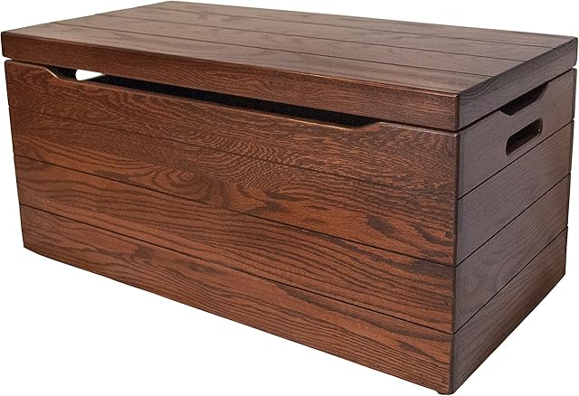 36 Wooden Storage Chest  Handmade Amish Hope Chest  Storage Trunk w/Anti-Slam Hinges  Solid Wooden Chest w/Handles  Clothing, Keepsake & Blanket Chest (Oak Wood, Michaels Stain, 36)