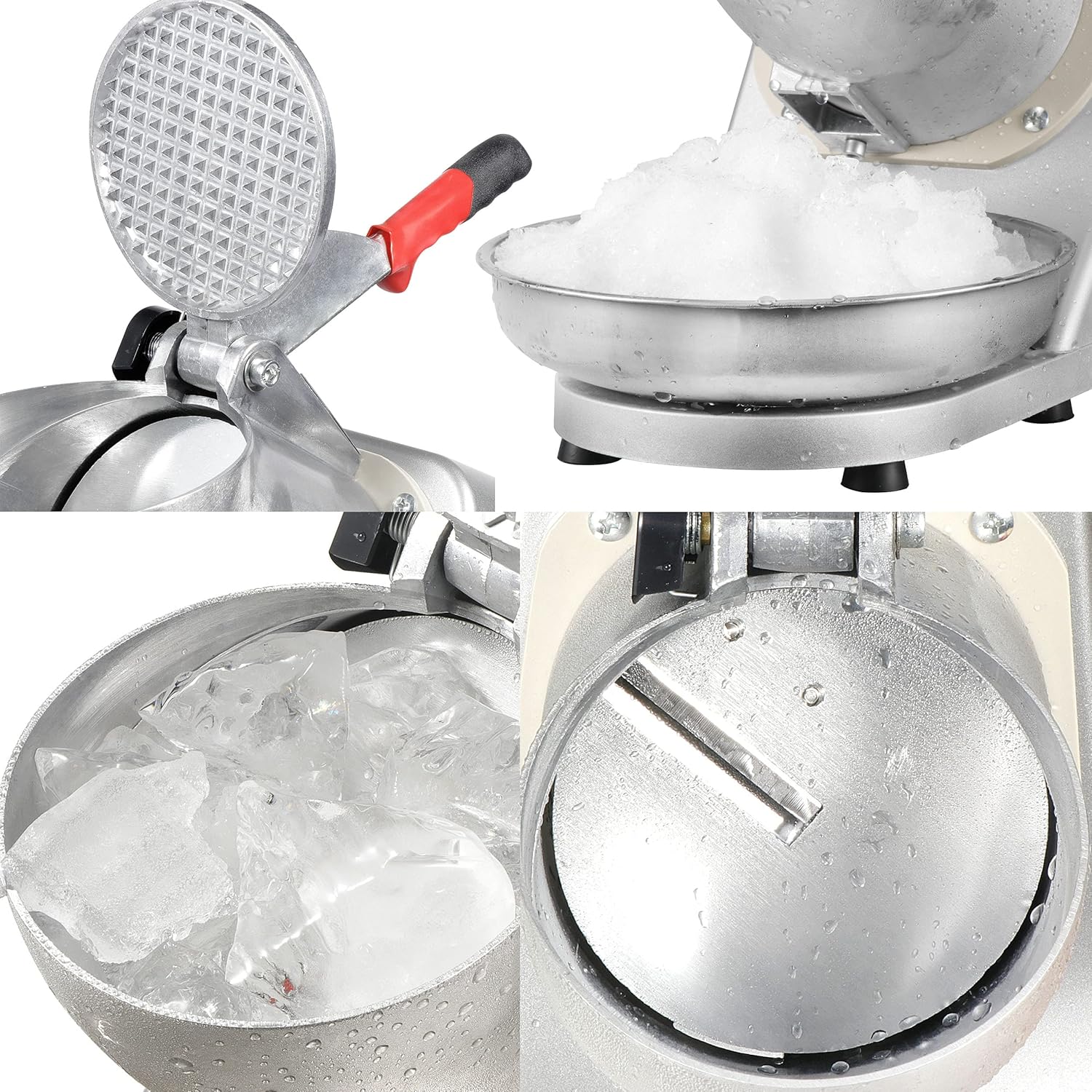 300W Electric Ice Shaver Machine Shaved Ice Snow Cone Maker Ice Crusher Stainless Steel Blade 143 lbs New, Silver