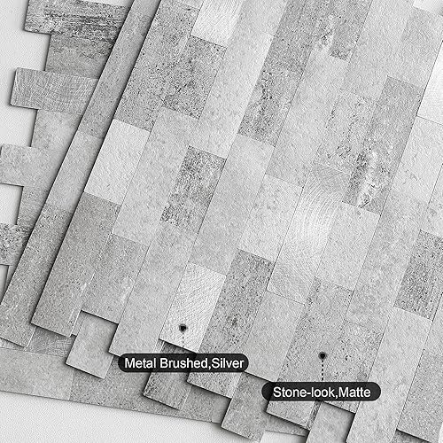 Miniatura 9 de BeNice Adhesivos para azulejos de cocina, ladrillo 3D mate, azulejos adhesivos de mosaico lineal para baño, ducha, pared, chimenea (5 unidades,