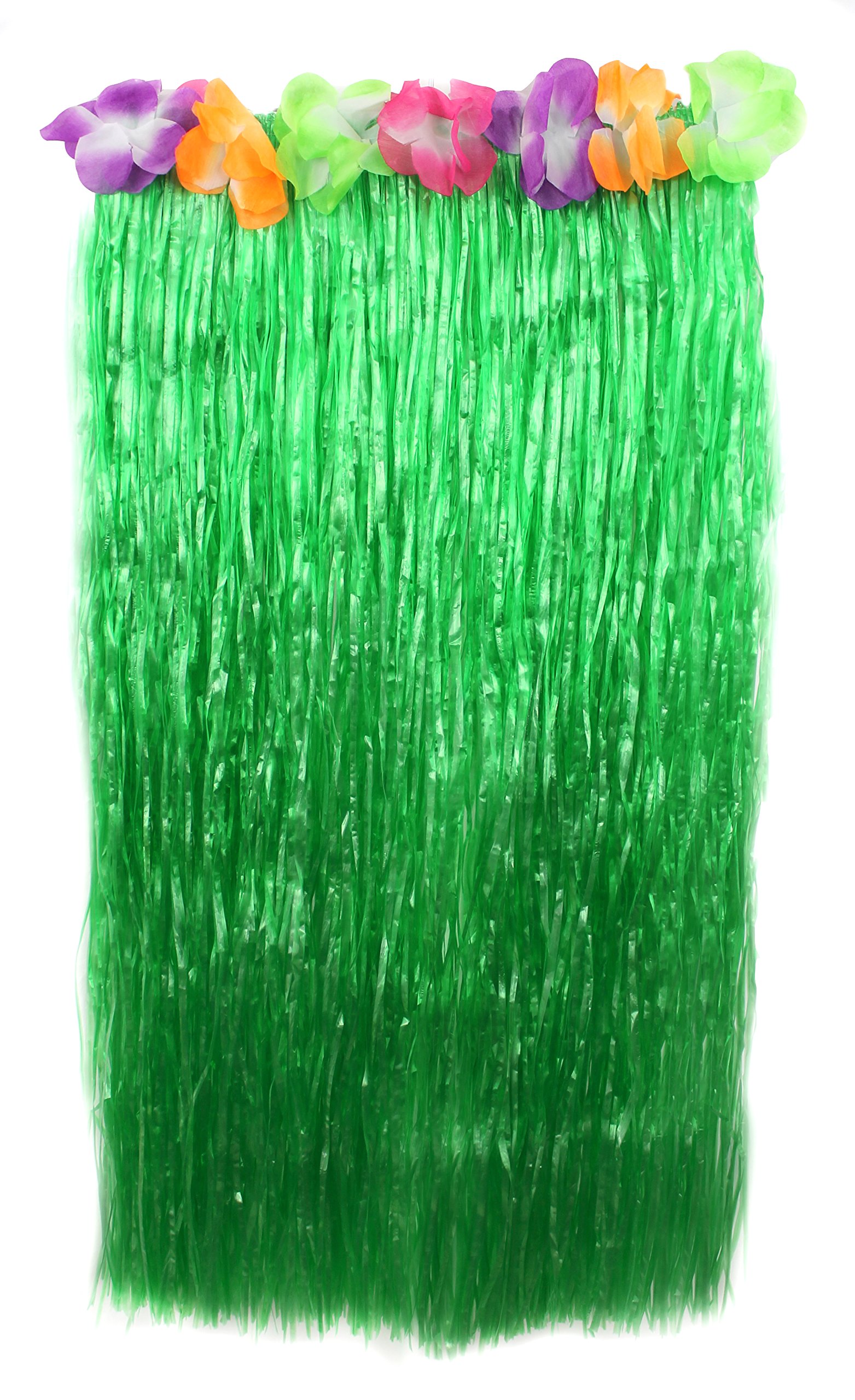 Long Hawaiian Hula Skirt Fancy Dress Many Colours (Green)