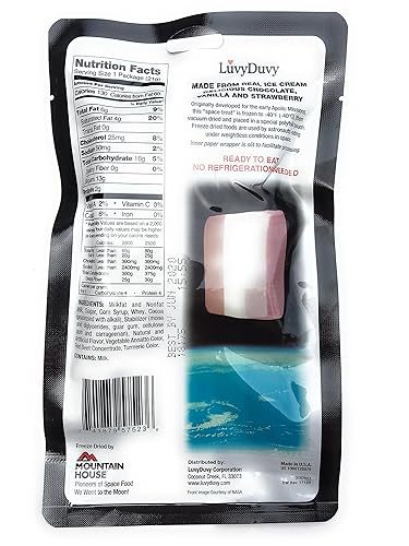Miniatura 2 de LuvyDuvy Sandwich napolitano de helado liofilizado (vainilla-fresa-chocolate) y paquete de calcomanías espaciales para fiestas