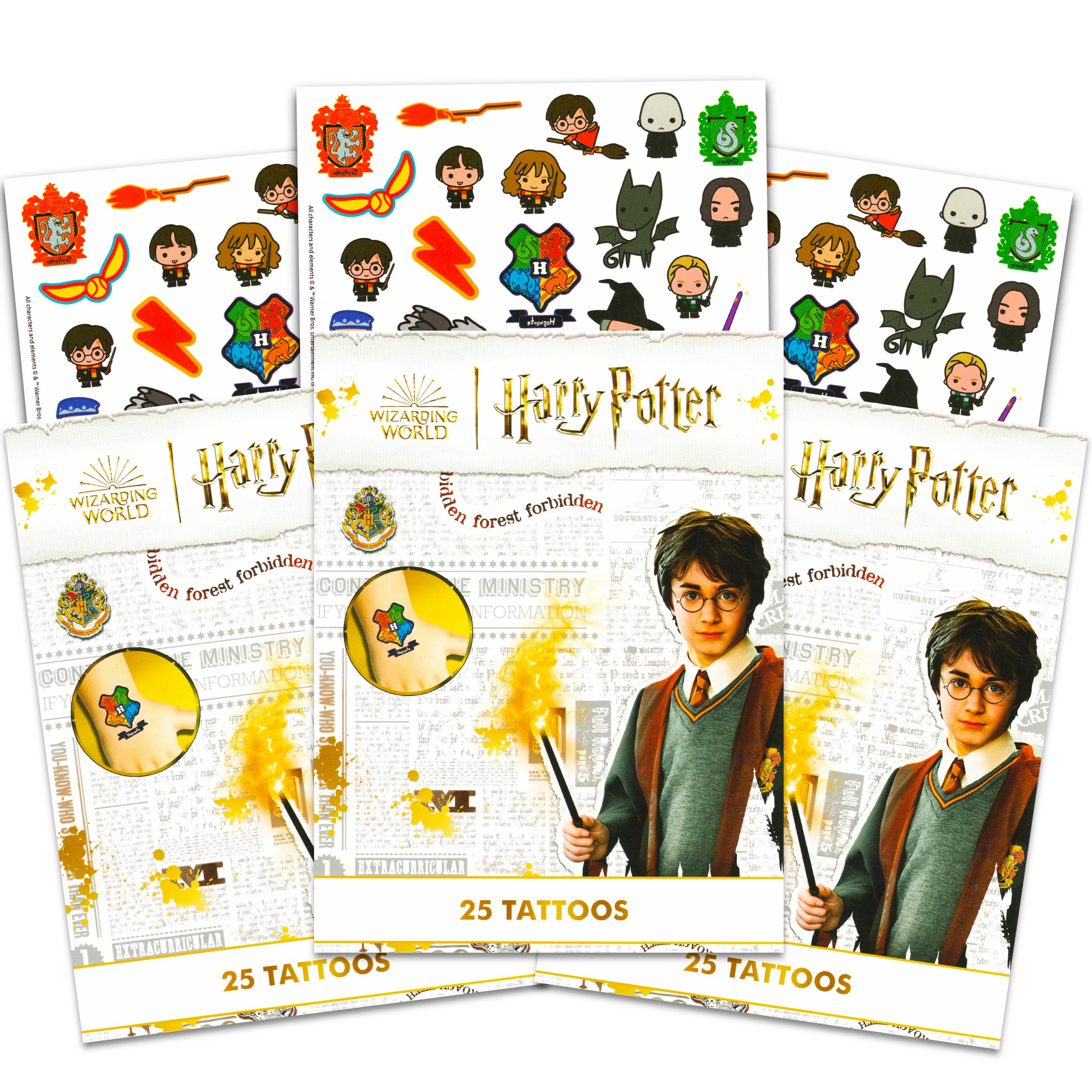 Wizarding World Harry Potter Tattoos for Kids Party Favors Bundle ~ 75 Ct Harry Potter Temporary Tattoos for Adults Teens (Harry Potter Costume Accessories)
