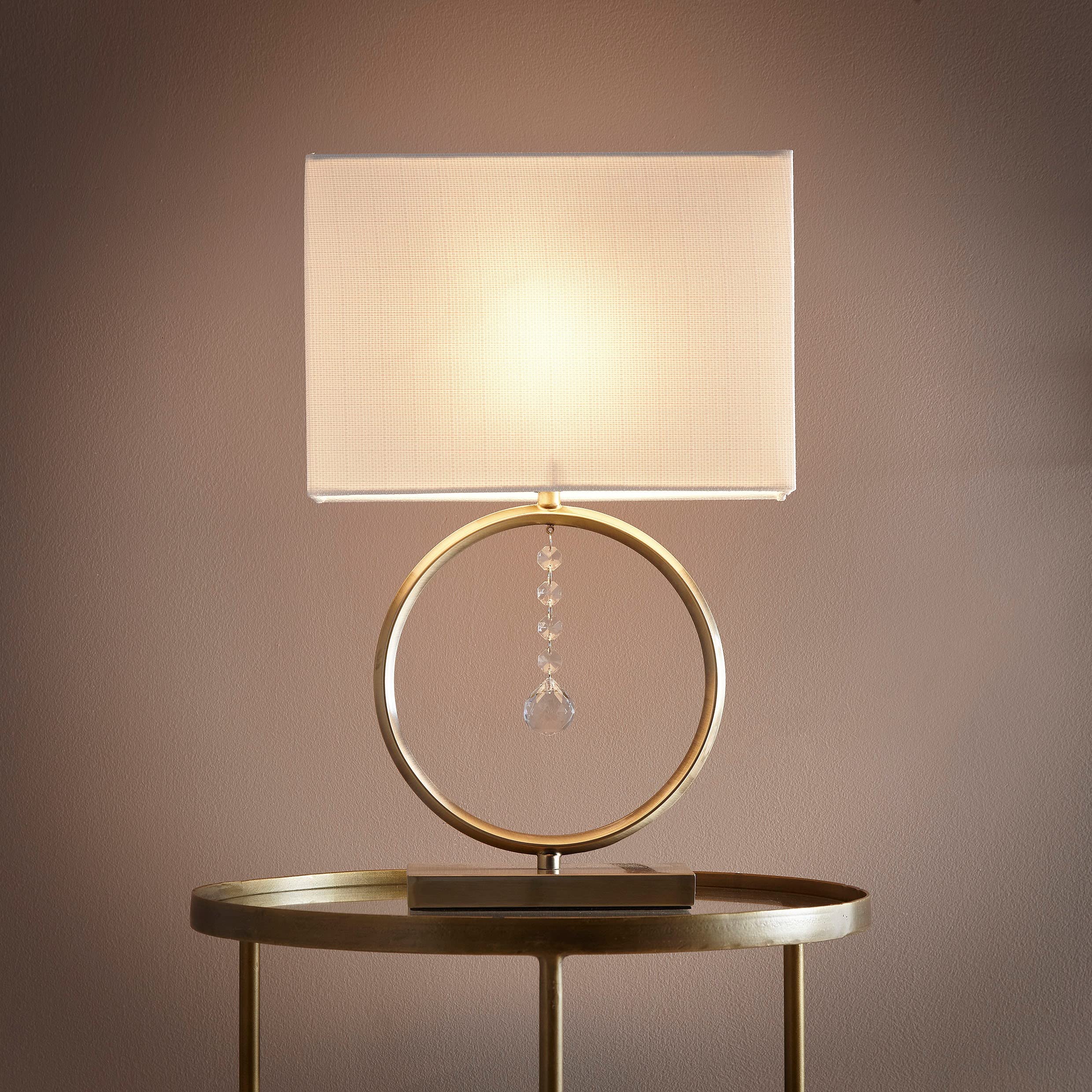 K Living Lizzy Antique Brass Table Lamp With Cream Shade from B&Q