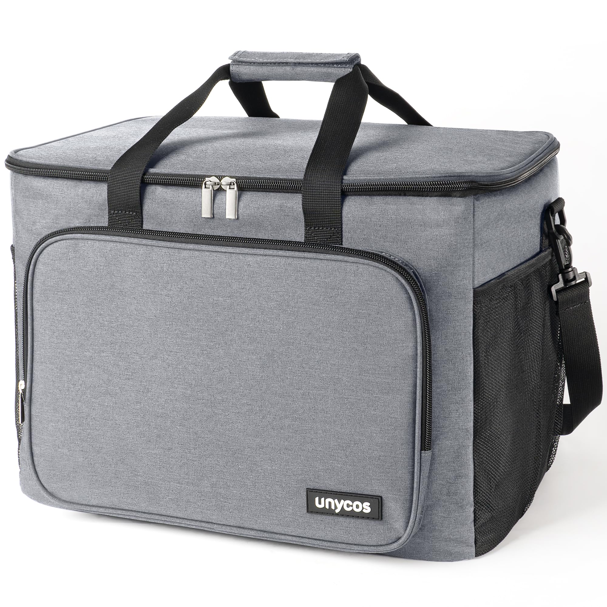 unycos - Bolsa Térmica Porta Alimentos 30L - Nevera Portátil, Lunch Box Impermeable, Hermética e Isotérmica, Porta Fiambrera de Gran Capacidad para Almuerzo, Oficina, Viaje, Pícnic o Colegio (Gris)