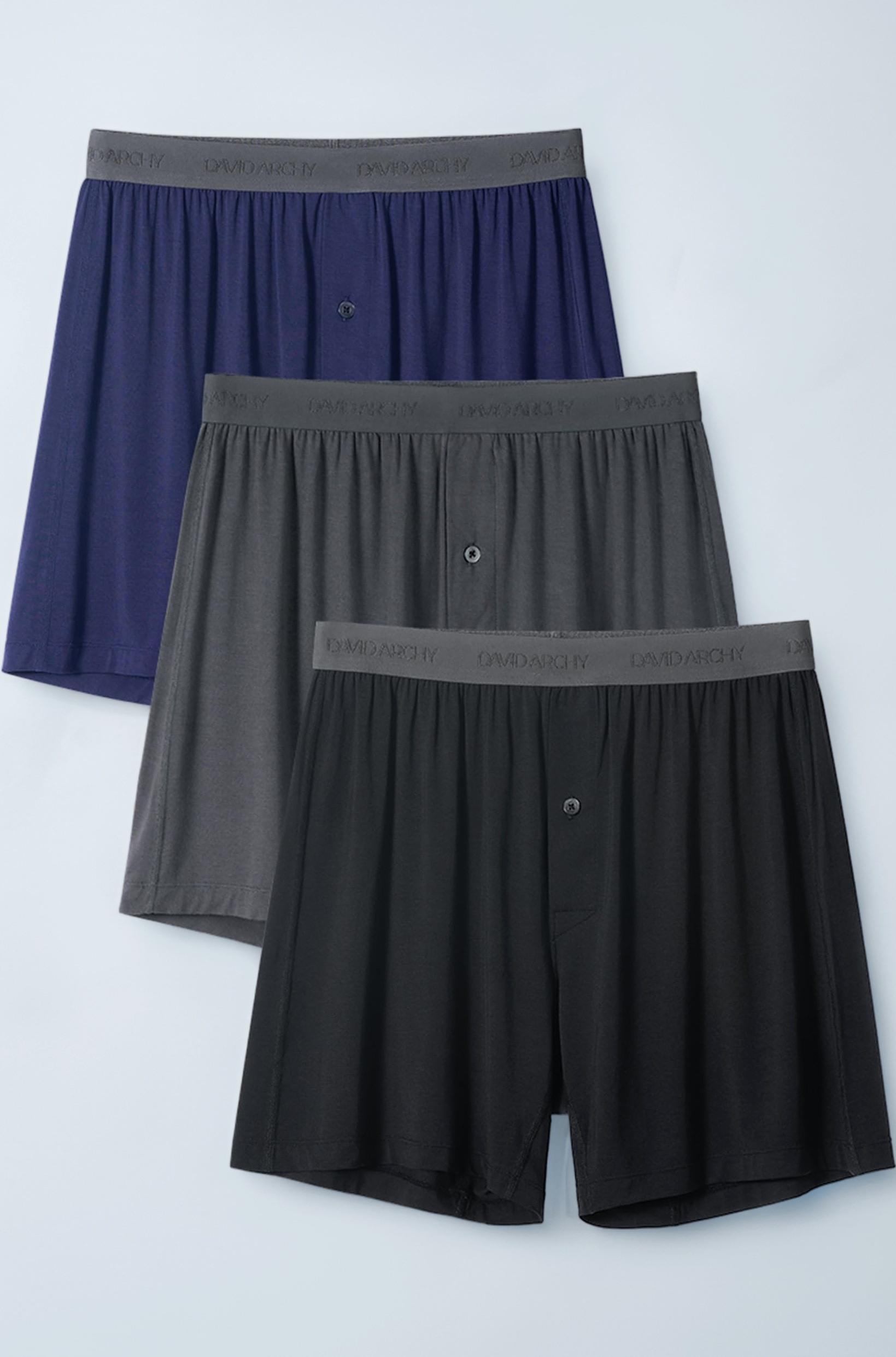 Mens Underwear Bamboo Boxers for Men Breathable and Cool Men's Boxer Shorts with Button Fly 3 Pack