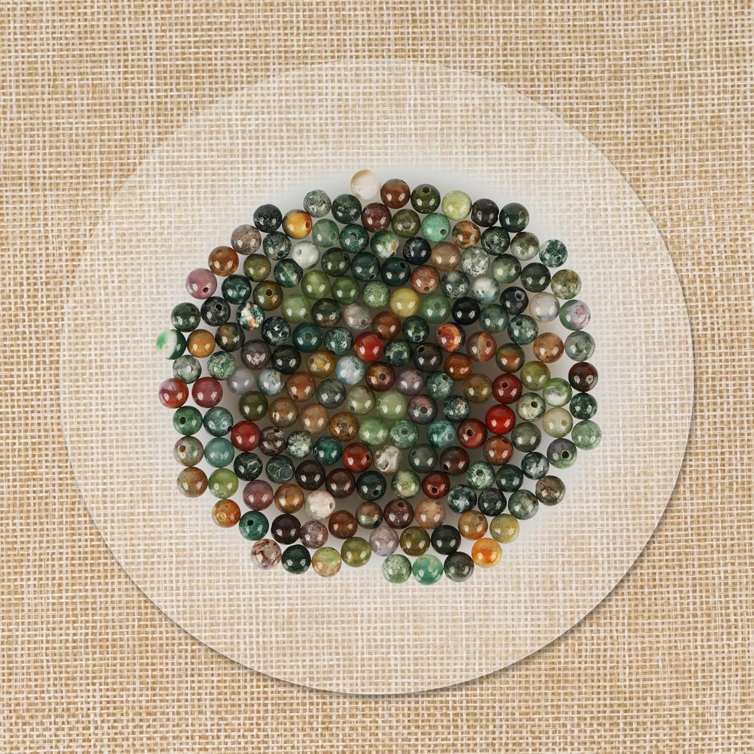 Approx. 180 pieces gemstone beads, round, diameter 4 mm, natural Indian agate, gemstones, semi-precious stones, stone beads, loose beads for bracelets, necklaces, jewellery, crafts, threading