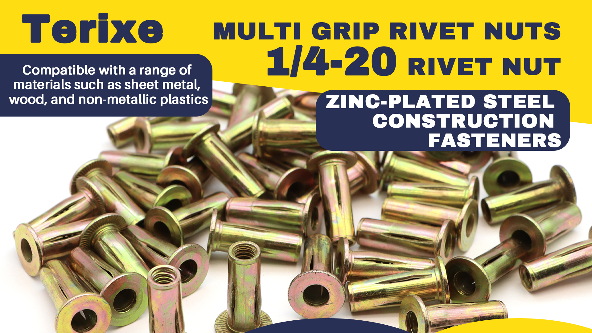 Amazon.com: Terixe 100 Pack 1/4-20 Multi-Grip Rivet Nuts - Zinc