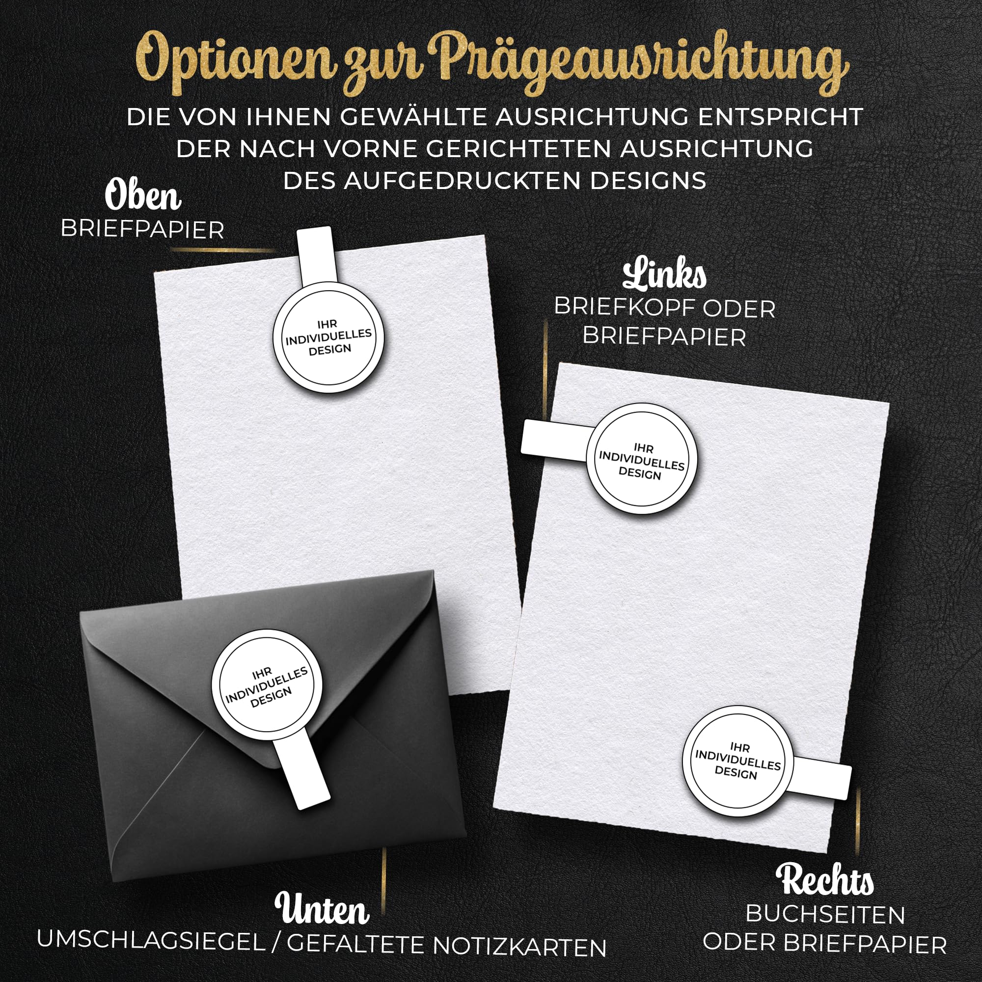 Prägestempel personalisiert – Prägezange für Papier mit Initialen oder Namen, geeignet für Einladungen, Karten und Geschenke, verschiedene Modelle (Prestige)