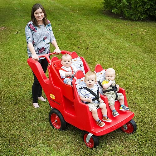 Miniatura 3 de Children's Factory - Buggy para 4 pasajeros que nunca se aplana "Fat Tire" - Buggy de adiós a la guardería roja, cochecito comercial de 4 asientos