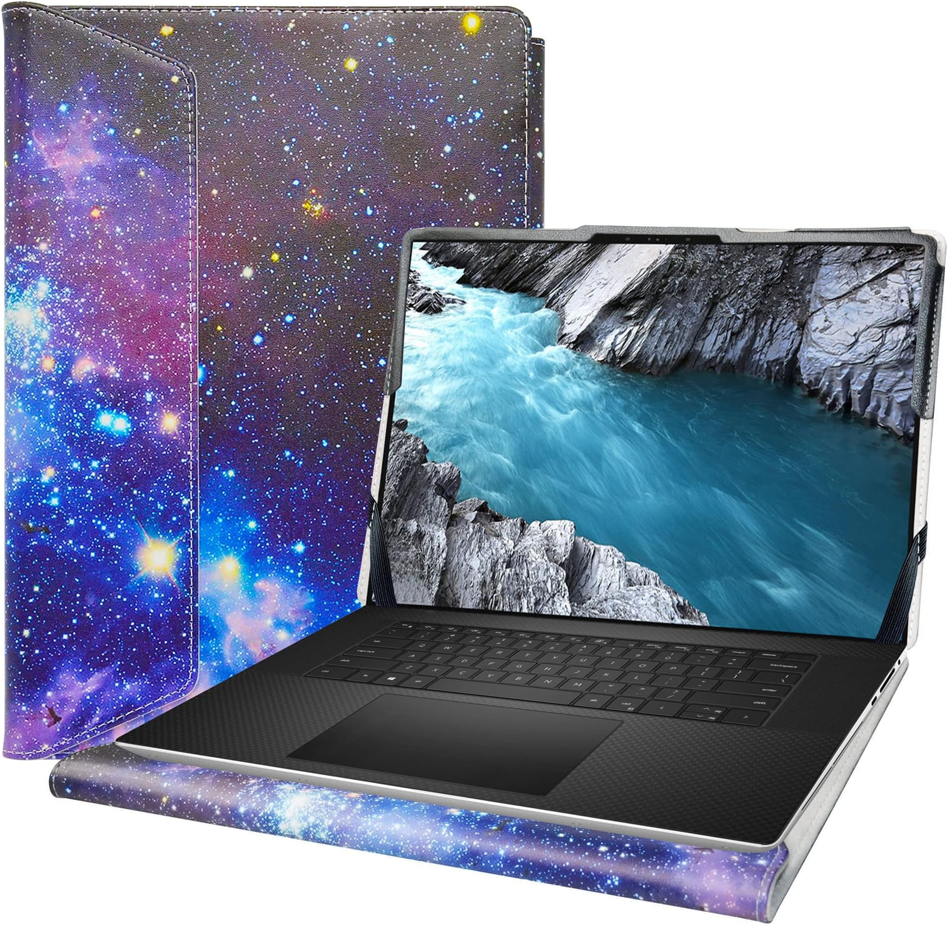 Alapmk PU Leather Protective Case For Acer Chromebook Plus 515 & Dell Latitude 3550/3540 15.6" Laptop - Starry Night