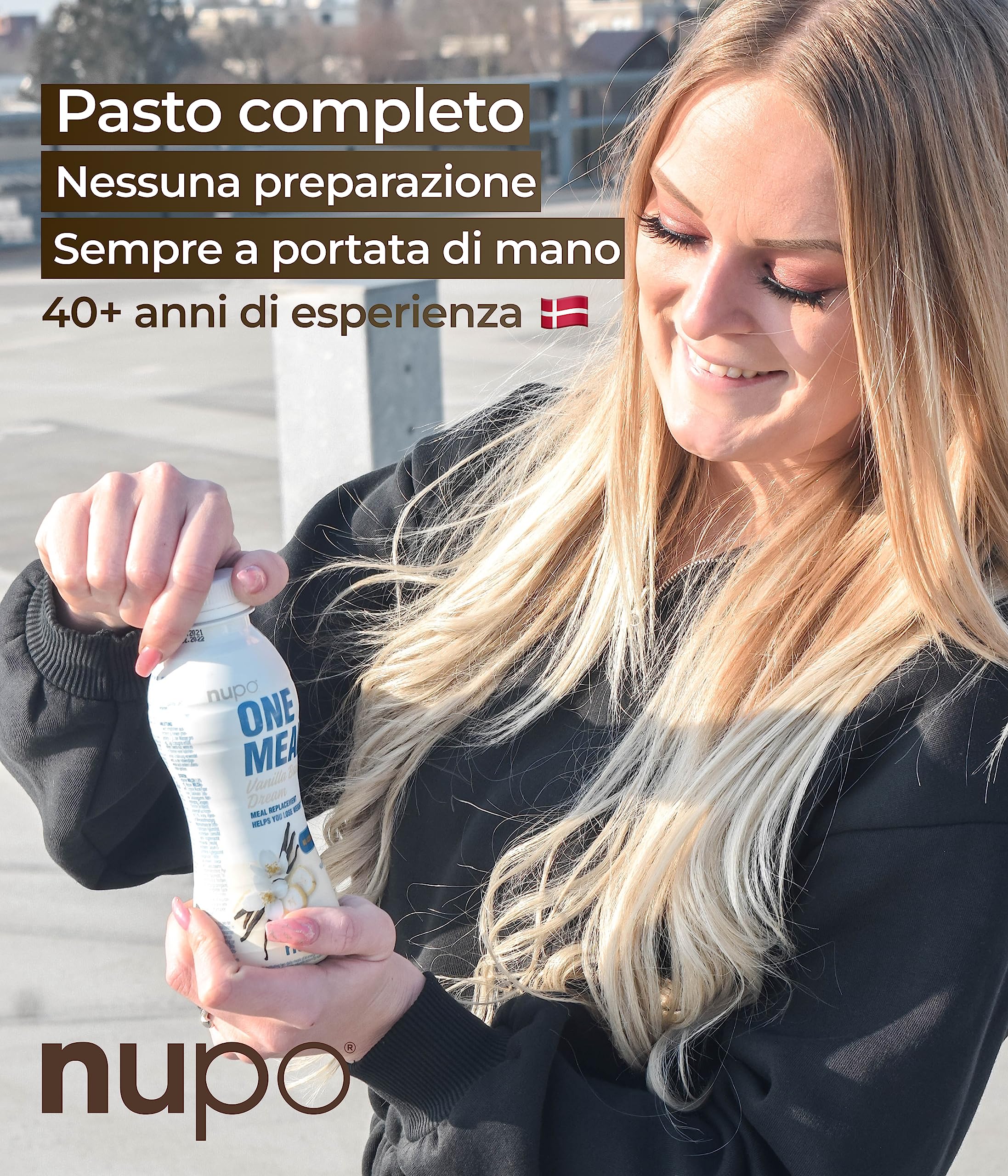 NUPO One Meal +Prime Caffè Latte - Ready-to-Drink Shake - Gustoso frullato sostitutivo del pasto con 24 vitamine e minerali - Alto contenuto proteico - Senza zuccheri aggiunti - 12 x 330ml