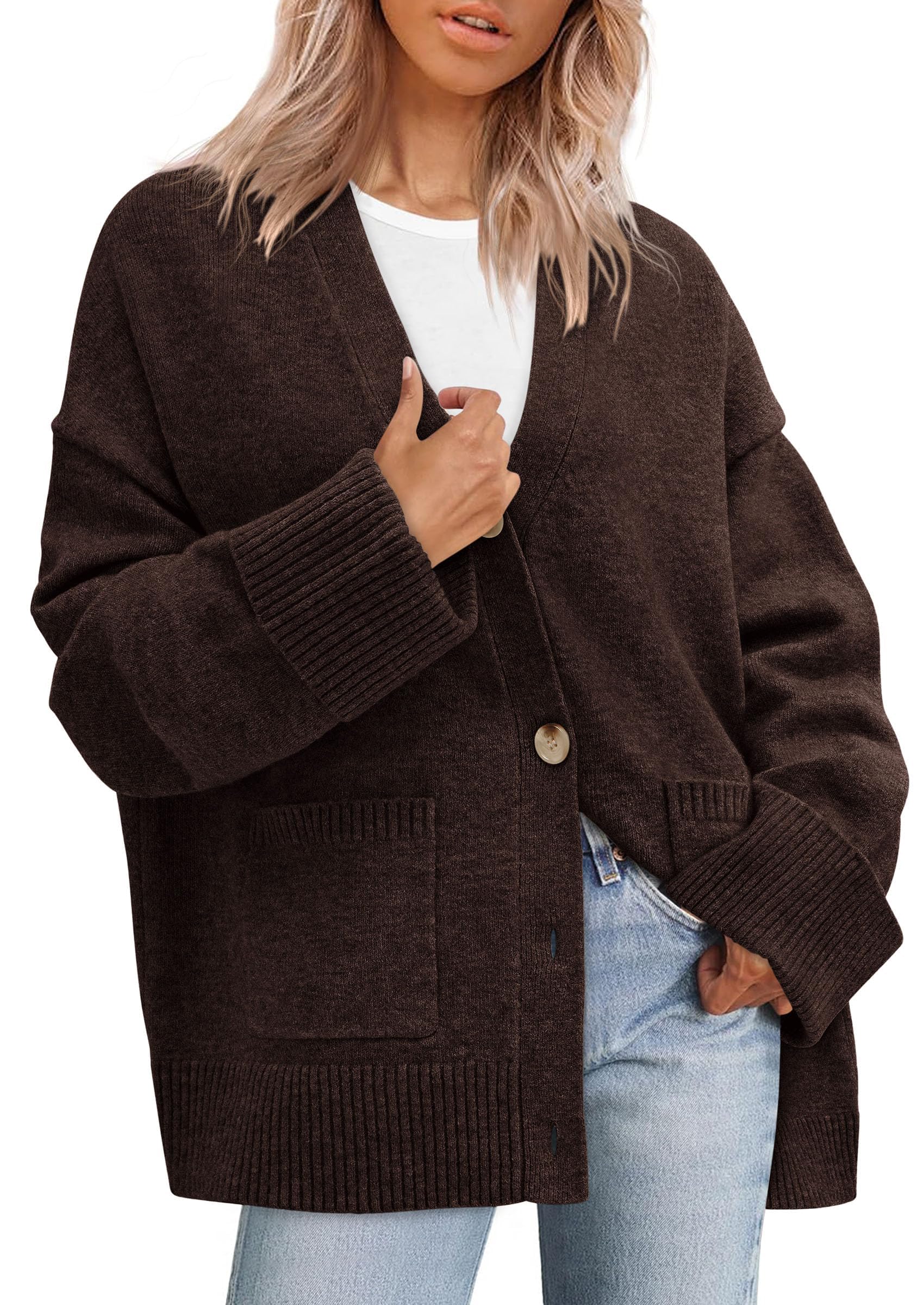 PRETTYGARDEN Womens 2026 Oversized Cardigan Sweaters Trendy Chunky Knit Long Sleeve V Neck Button Down Fall Winter Outfits