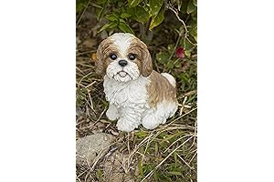 Hi-Line Gift Shih Tzu Sitting Brown/White Dog Statue