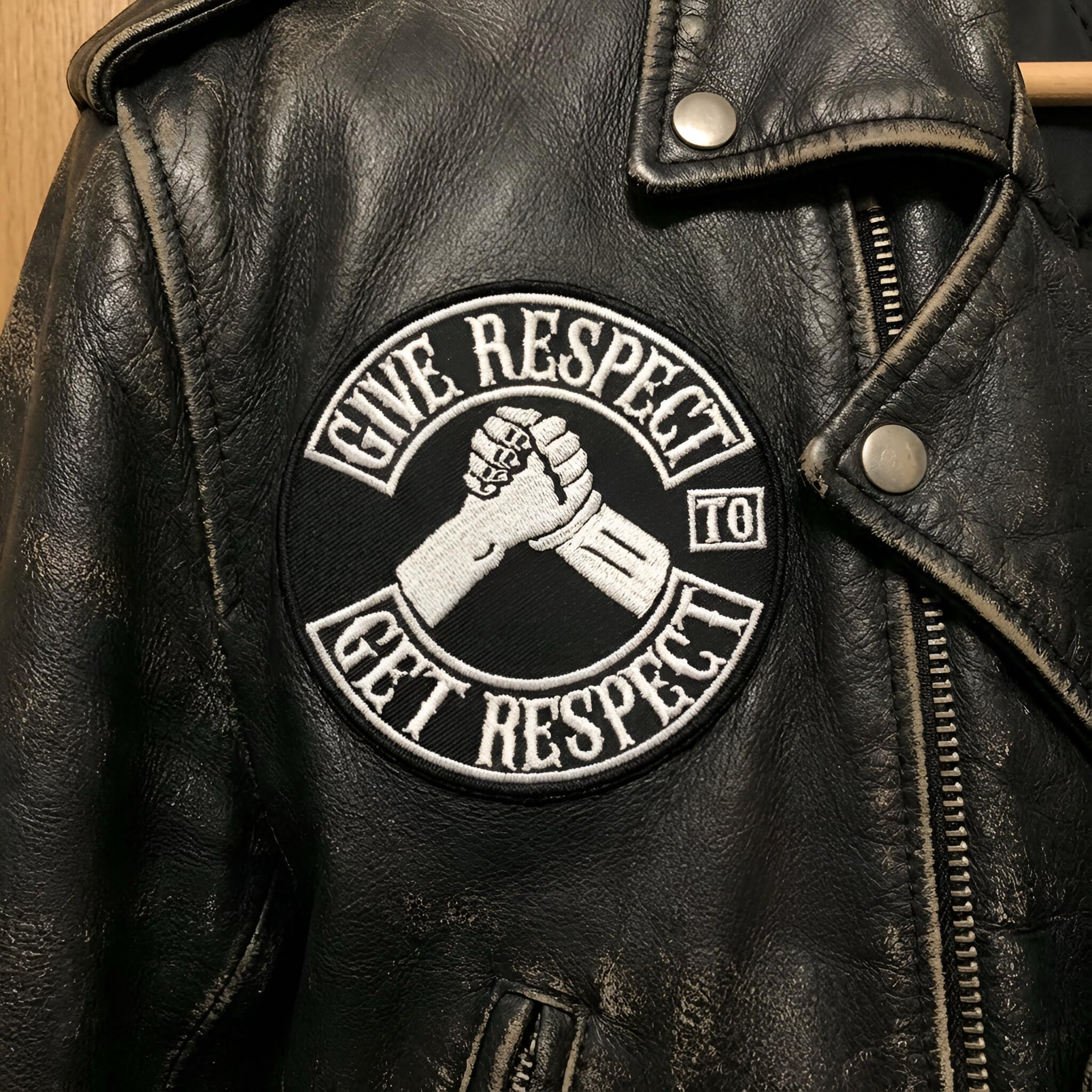 Naszywki dla motocyklistów do kamizelki Give Respect to Get Respect Biker Patches Iron on | Akcesoria motocyklowe, naszywki do przyszycia | Aplikacja z haftowanej tkaniny | 8,5 x 8,54 cala
