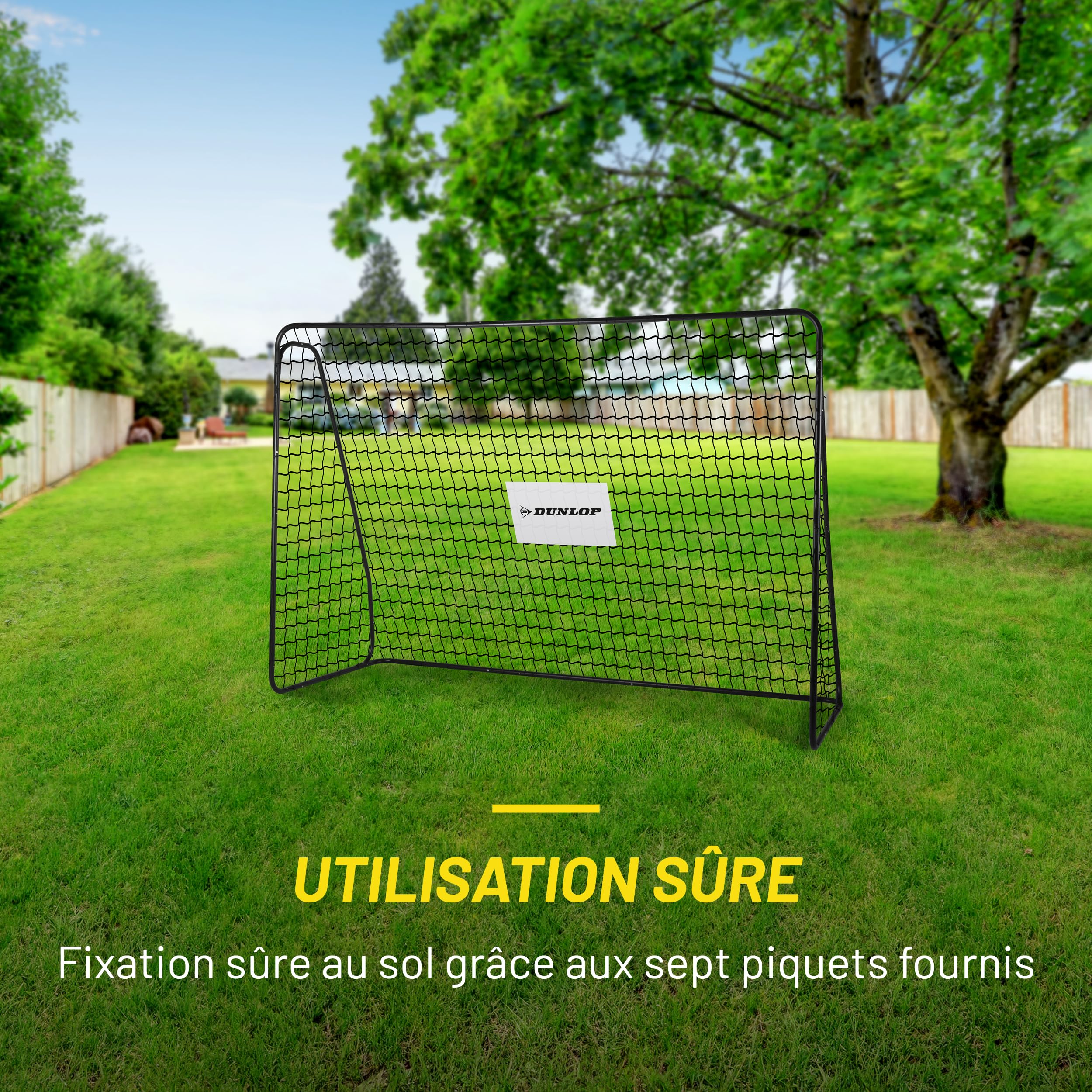Dunlop Fußballtor - 240 x 160 x 85 cm - Metall - Fußballtrainingszubehör für Alle Altersgruppen - Einfache Montage - Schwarz/Rot