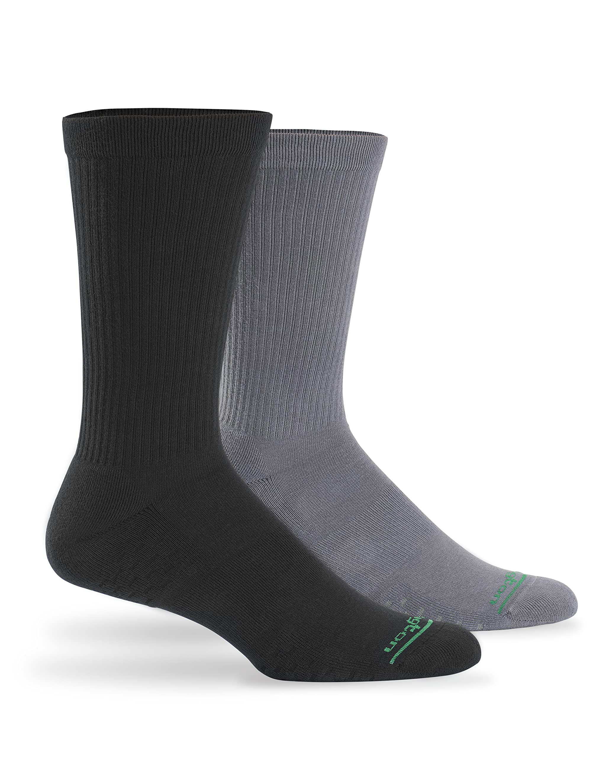 Burlington Men's Black/Grey - 2 Pair Pack Compression Crew Sock Casual, /Grey-2 Pair Pack, One Size