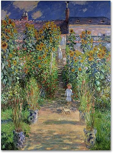 Lienzo decorativo para pared, diseño de Claude Monet con texto en inglés The Artist's Garden at Vetheuil para decoración de sala de estar,