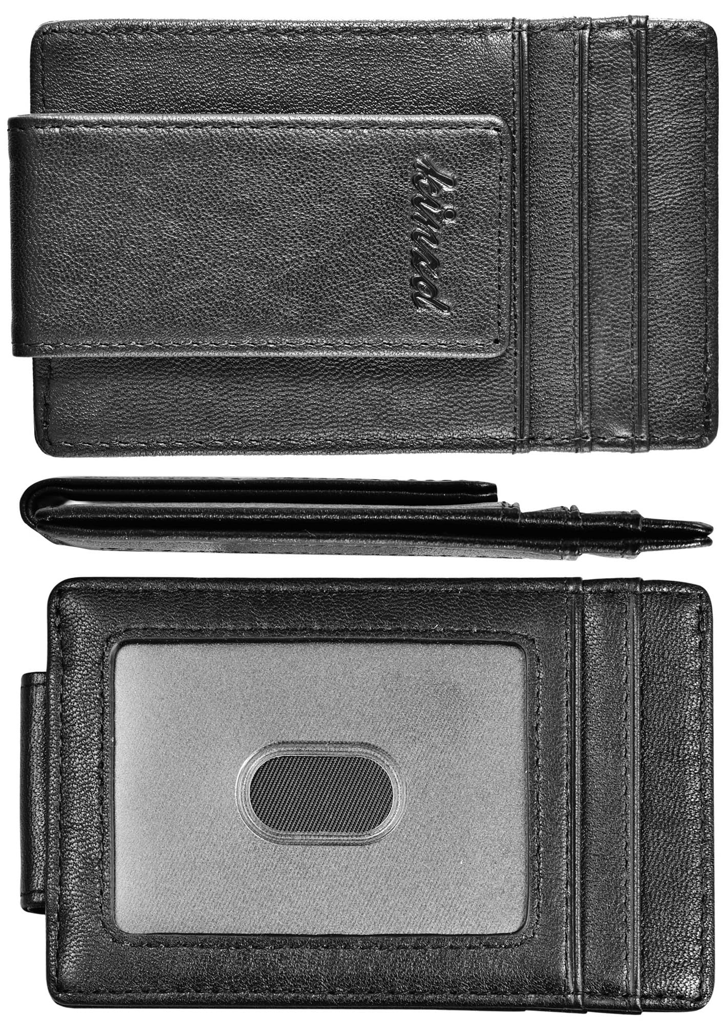 kinzd Money Clip, Front Pocket Wallet, Leather RFID Blocking Strong Magnet thin Wallet