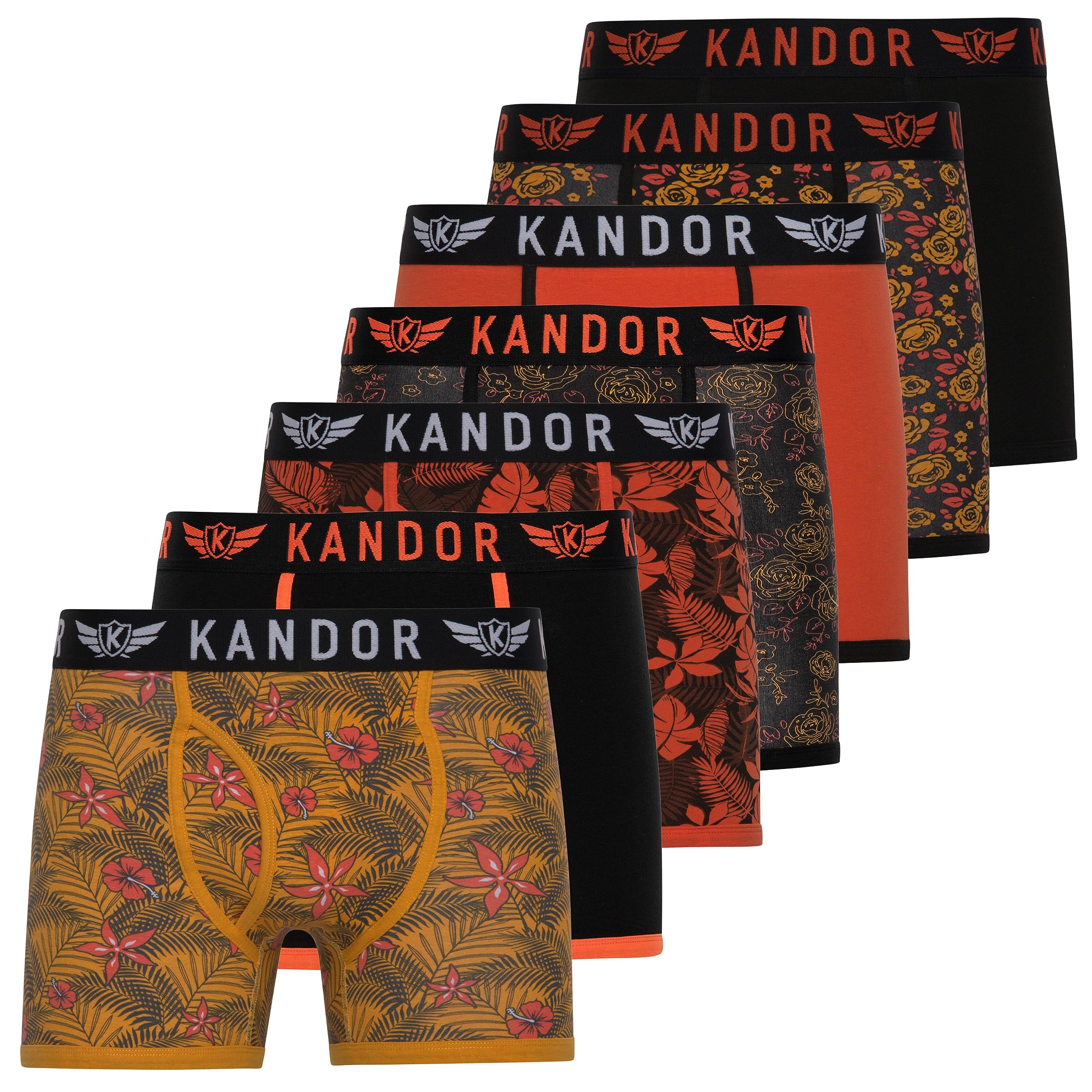 Kandormens boxers – boxer shorts for men multipack of 7, comfortable stretch cotton men’s underwear trunks, colourful & black underpants, multi pack man briefs.