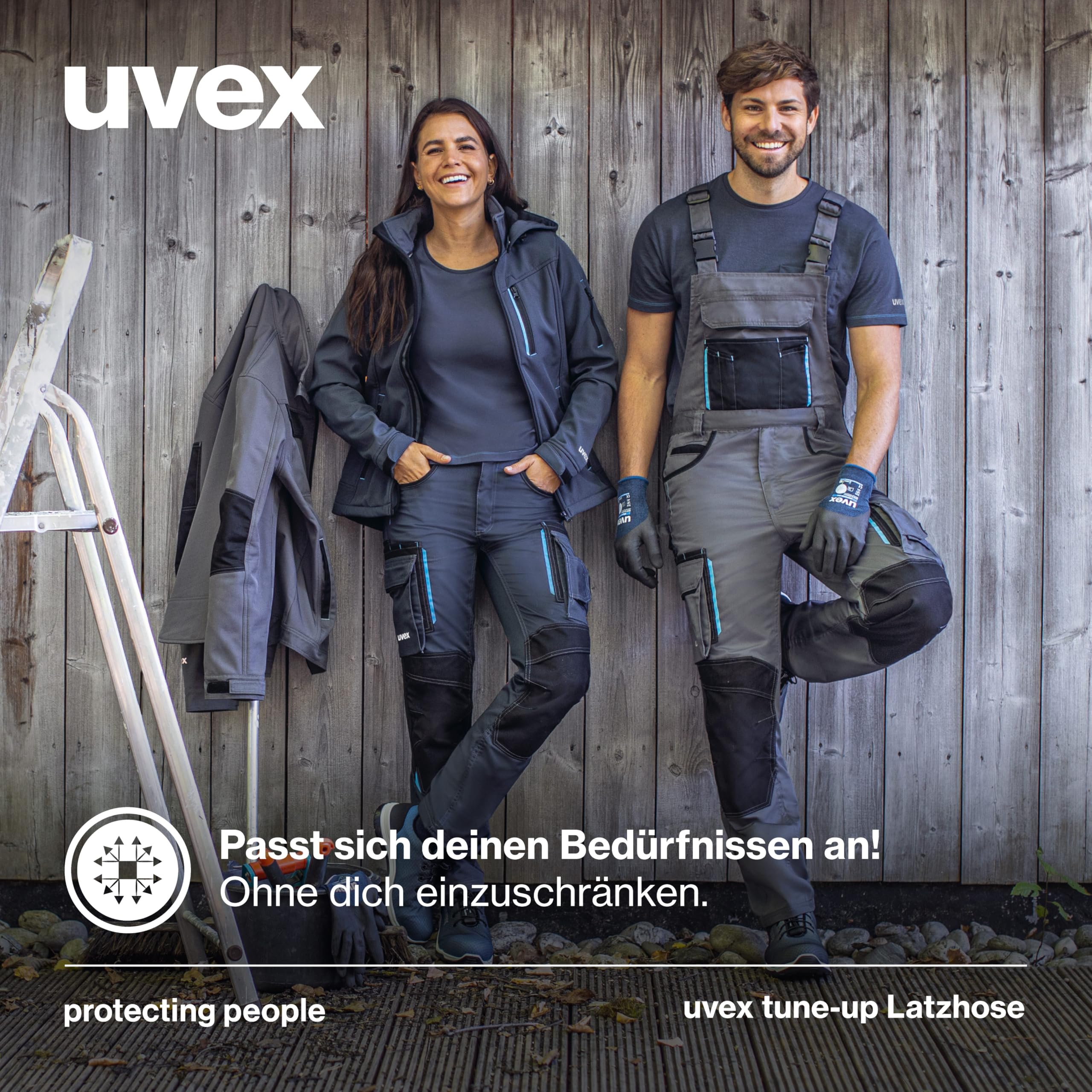 Uvex Tune-up Lange Herren-Arbeitshose - Lange Latzhose mit Knietaschen - Premium Latzhosen