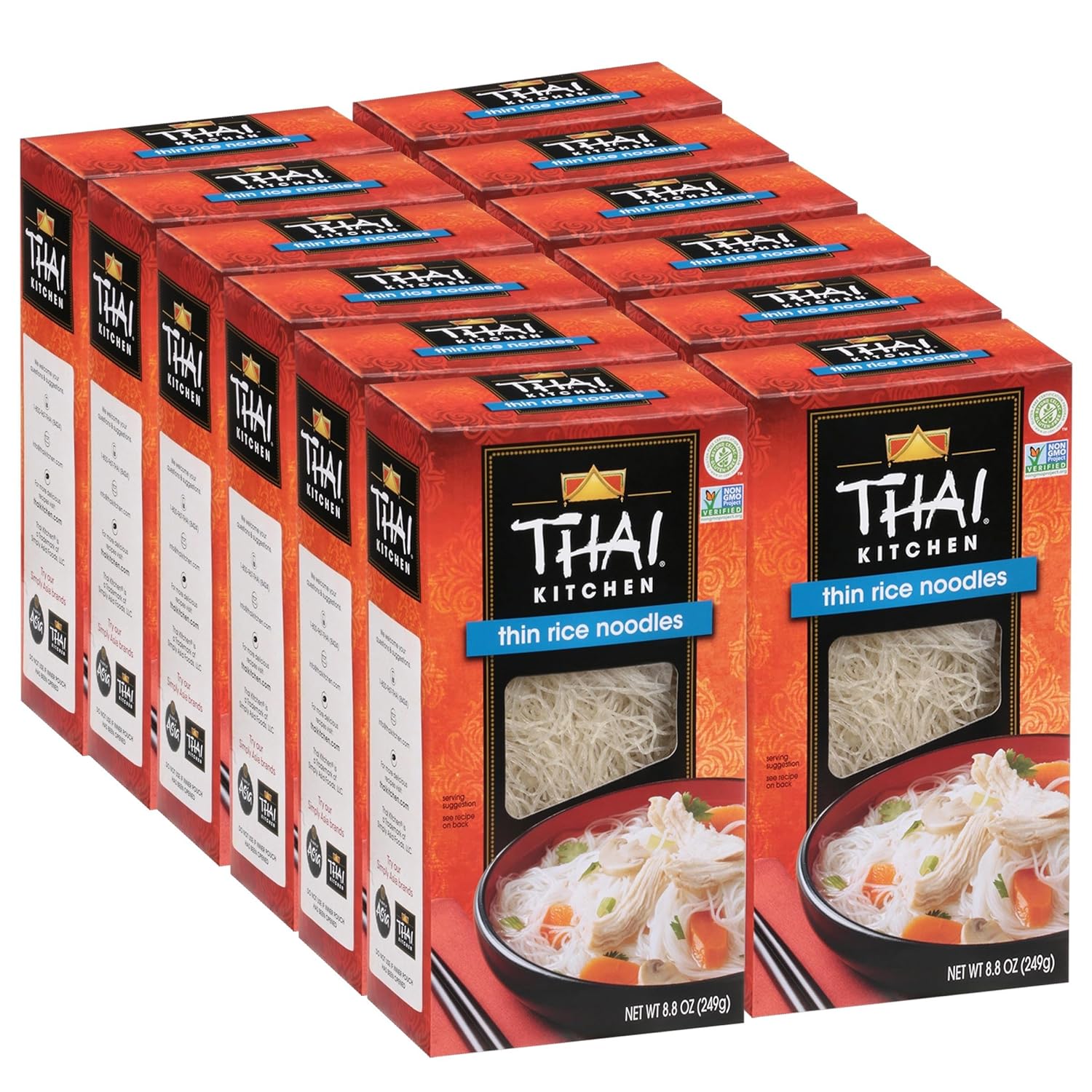 Thai Kitchen Gluten Free Thin Rice Noodles, 8.8 oz (Pack of 12)