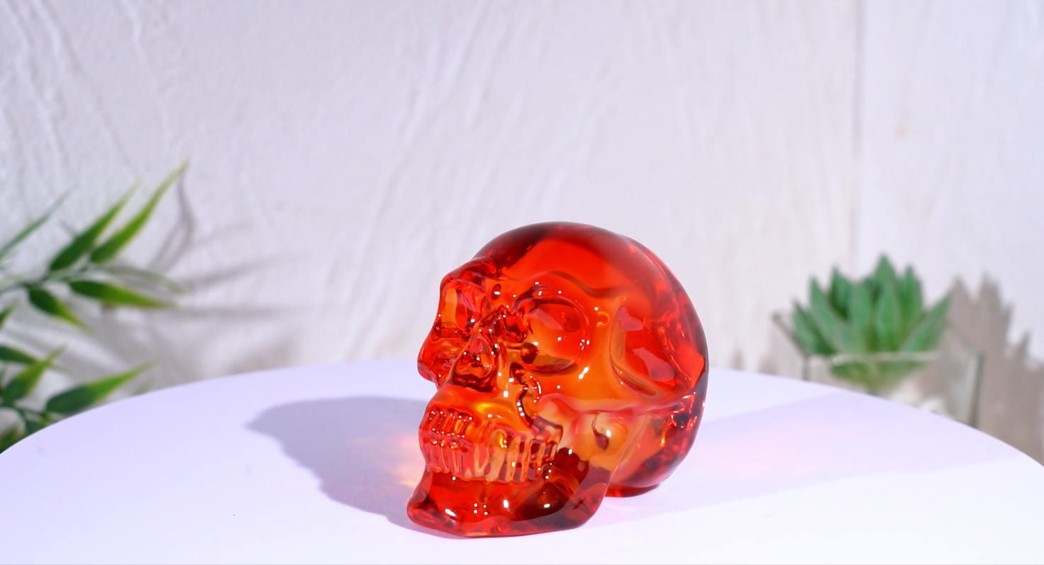 Amazon.com: K9 Crystal Orange Red Skull Figurines Halloween, Day