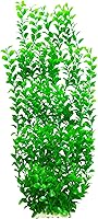Unootel Tall 22 Inch Green Round Leaves Plastic Aquarium Plants - Extra Large Fake Décor with Ceramic Base