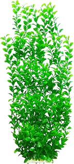 Unootel Tall 22 Inch Green Round Leaves Plastic Aquarium Plants - Extra Large Fake Décor with Ceramic Base