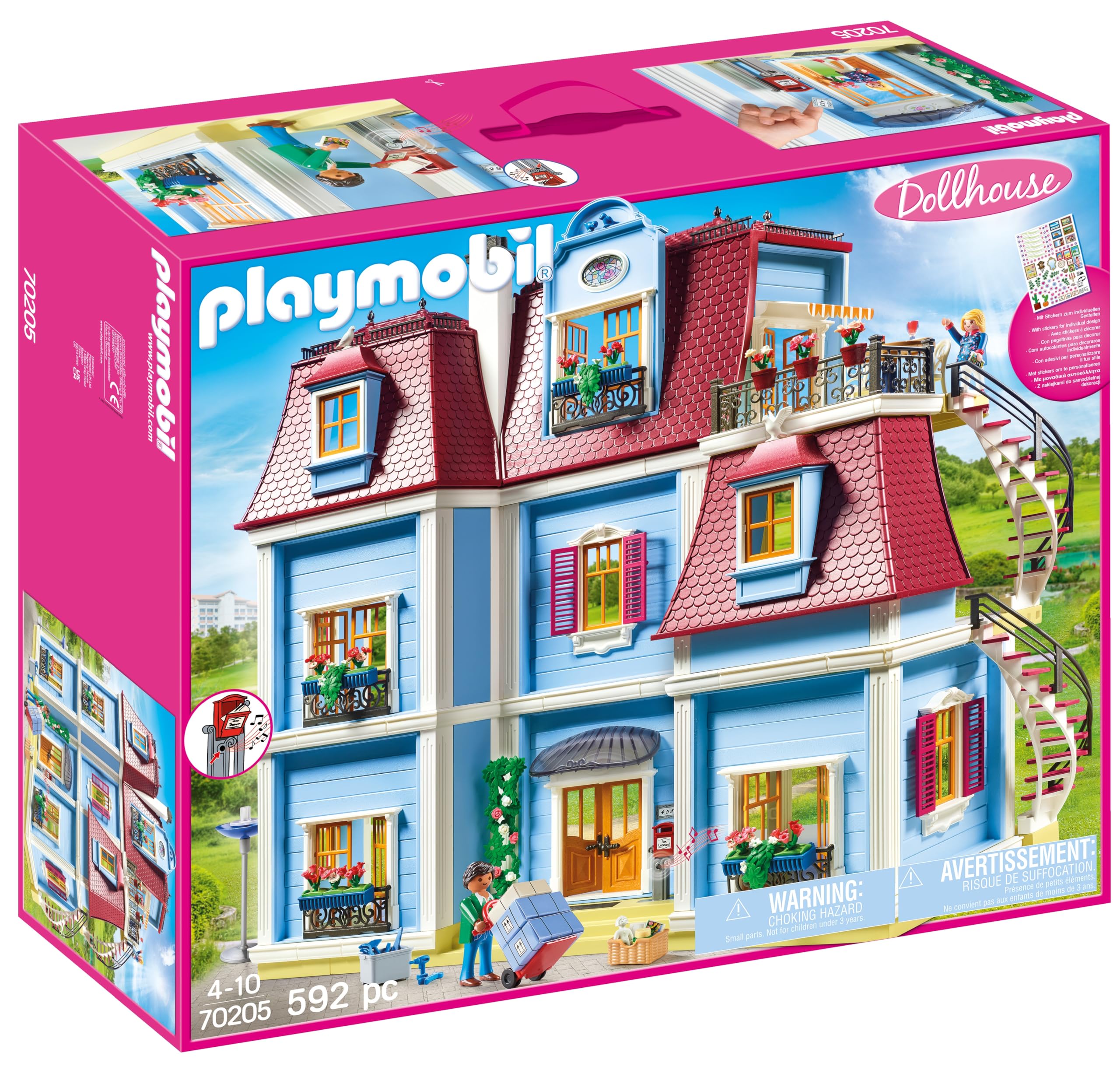 PLAYMOBIL Dollhouse 70205 Casa de Muñecas, con Timbre Real, A partir de 4 años