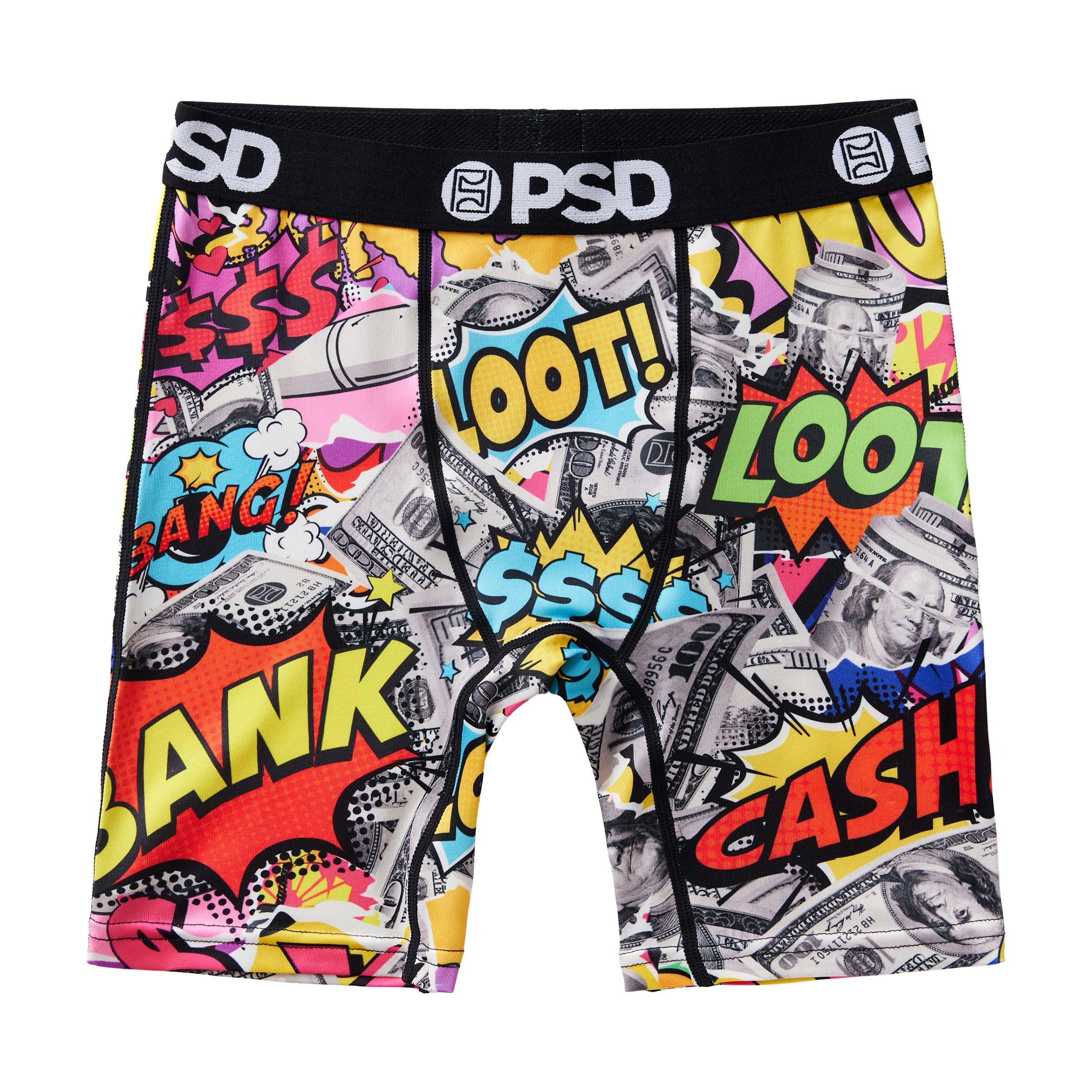 PSD Youth Boys Underwear Money Graphic Print Boxer Briefs, Packs &amp; Singles