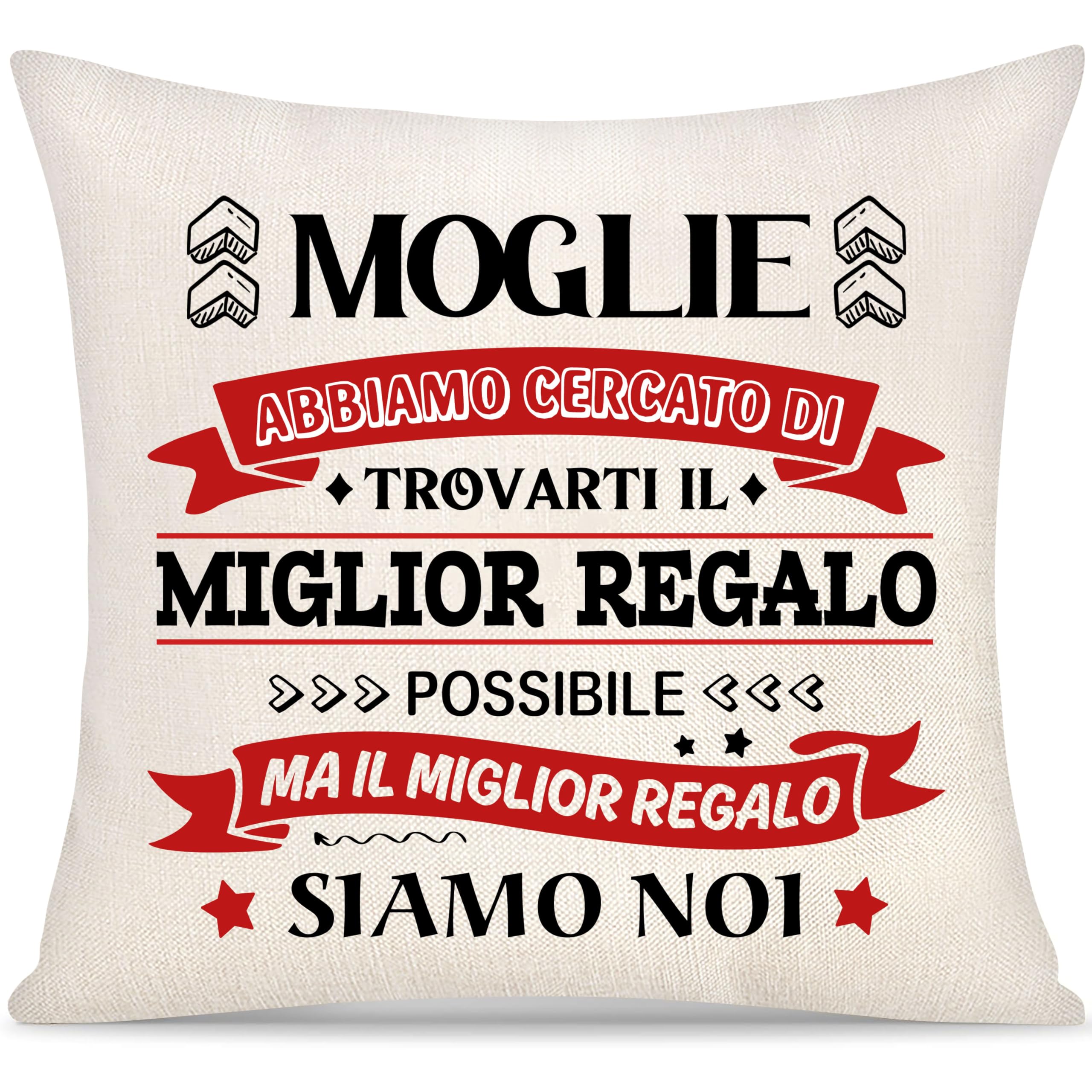 Moglie Copricuscino Regalo per Donna Amante da Marito Regalo di San Valentino Anniversario di Matrimonio Decorativi Regali di Natale Compleanno Abbiamo Cercato di Trovarti Il Miglior Regalo (Moglie-b)