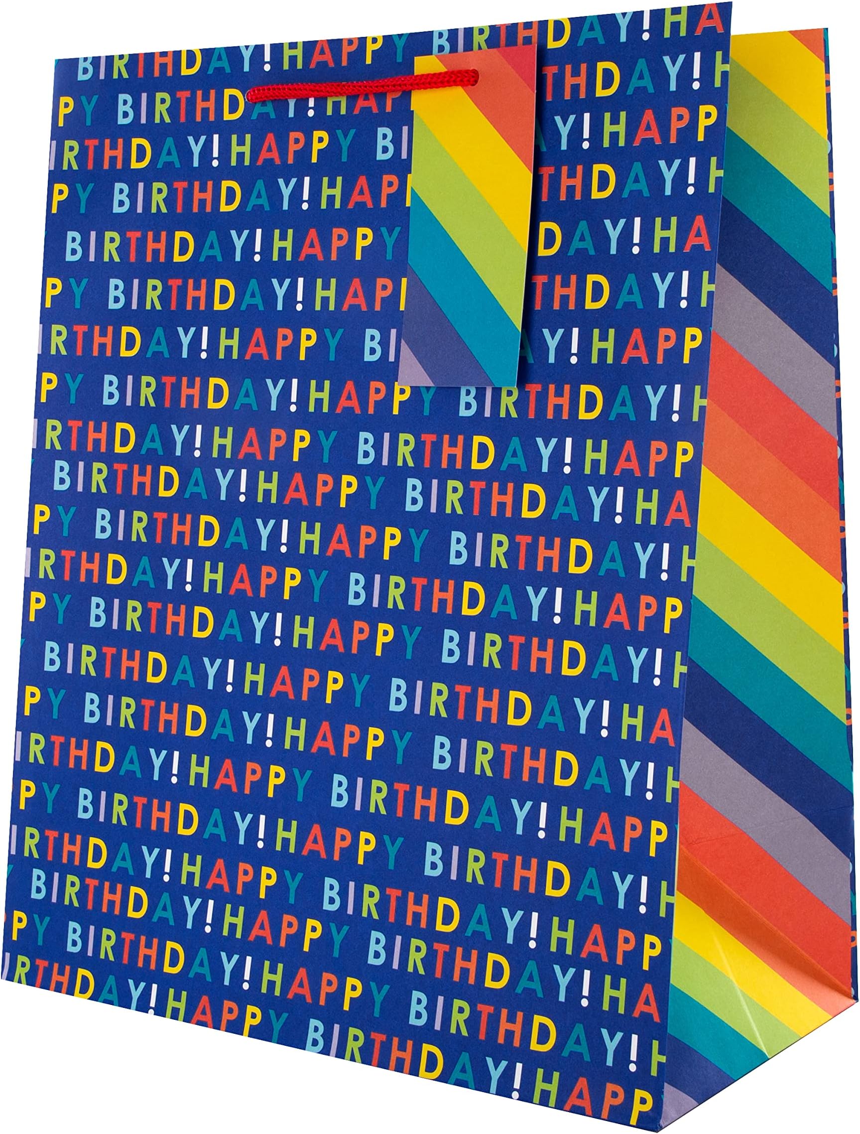 Large Birthday Gift Bag - Rainbow Text Design