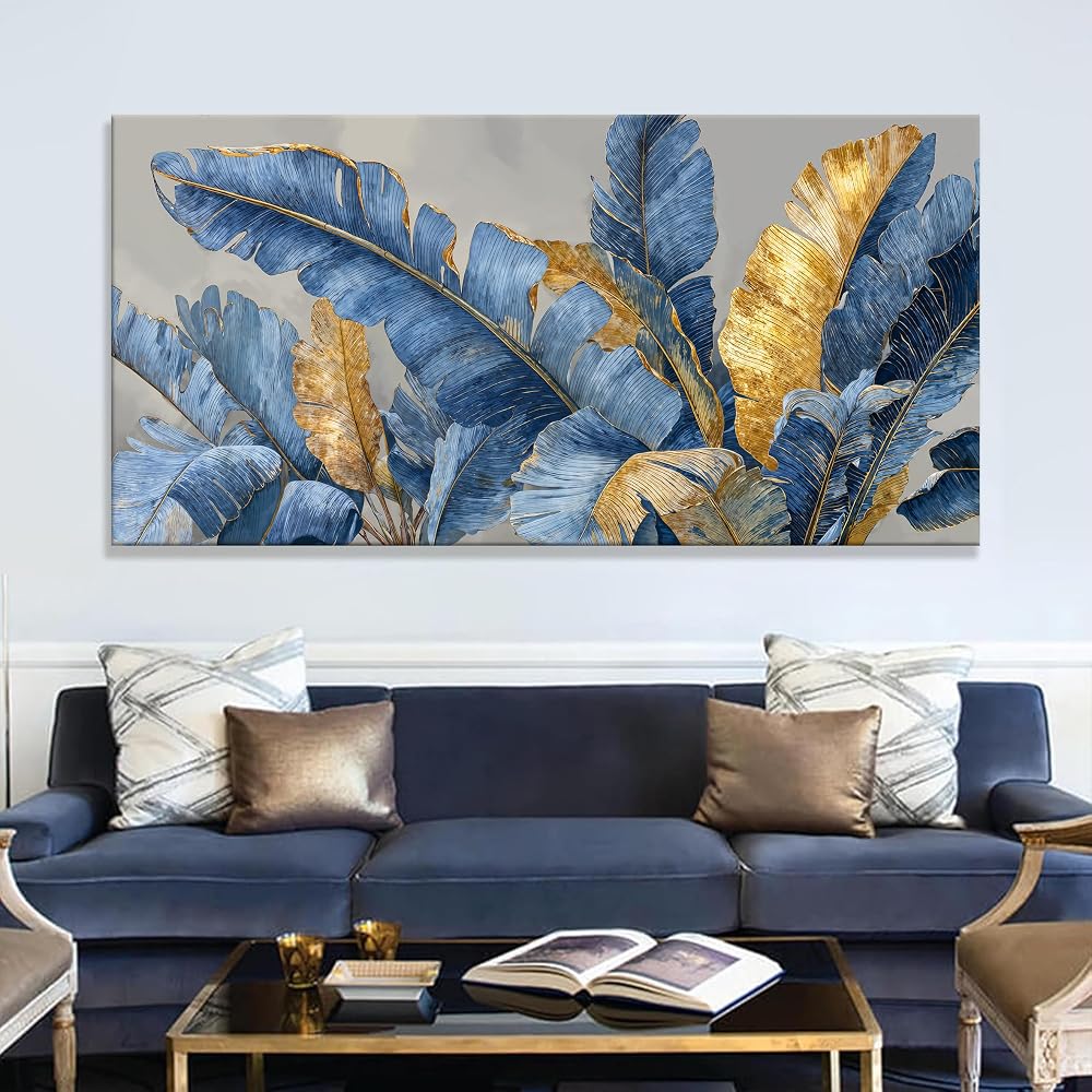 Dimpaga Canvas Wall Art Decor Oversized Boho Canvas Art Wall Decor For Living Room Gold Nature Botanical Wall Art Decor Artwork Modern Wall Decor Artwork For Home Bedroom Office Wall Decor 29×58 Inch