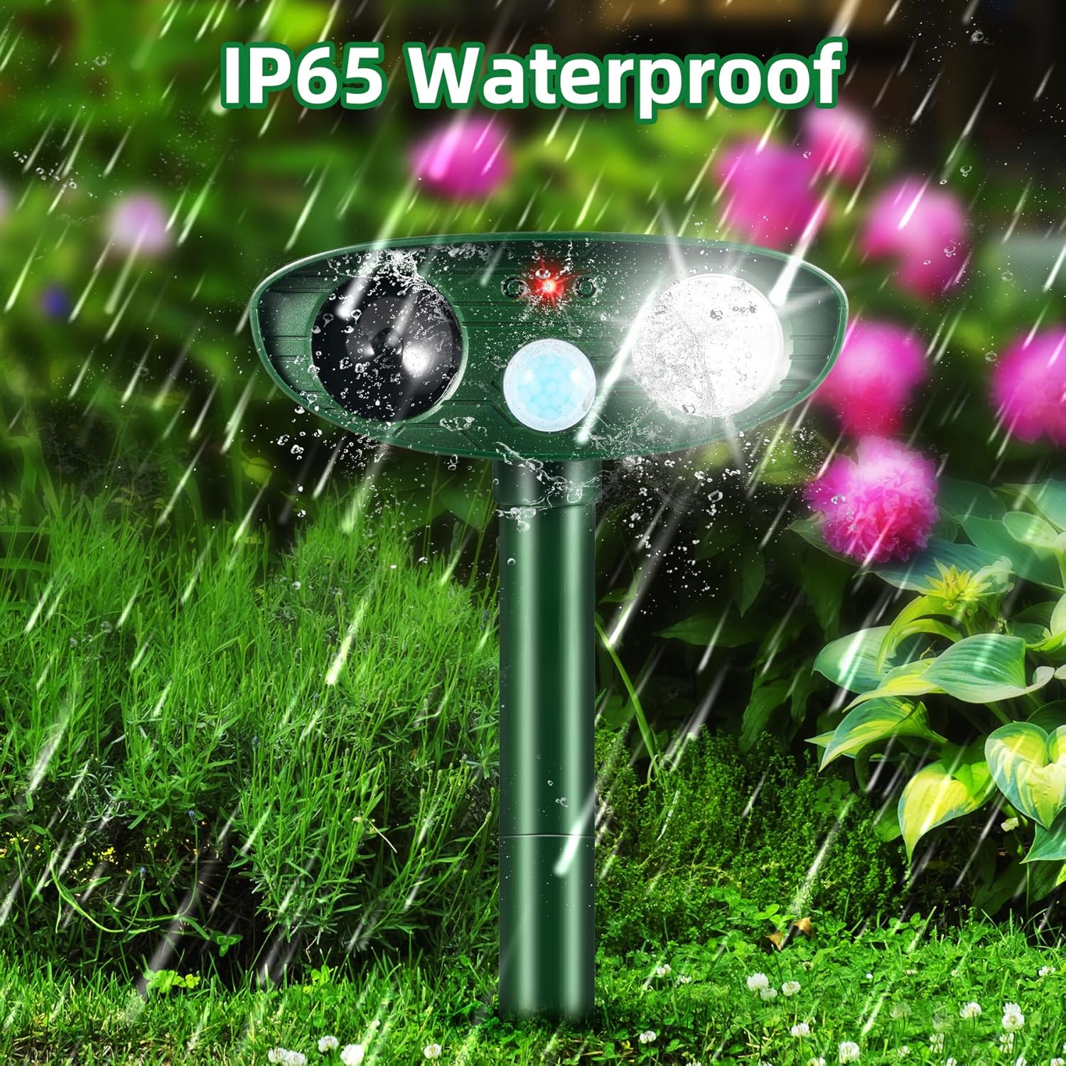 2026 Upgraded Solar Ultrasonic Animal Repellent Cat Deterrent Outdoor Deer Repellent Devices Motion Detection Strobe Light,Waterproof Squirrel Skunk Raccoon Dog Rabbit Deterrent for Garden Yard,2 Pack