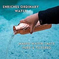 Vista 3 de Botella de agua de cobre – 34 onzas extra grande – Un recipiente ayurvédico de cobre puro martillado para beber – Bebe más agua, reduce tu ingesta