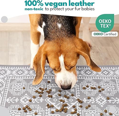 Miniatura 16 de NALALAS Tapete grande para alimentos y agua, tapete de alimentación para gatos Tapete grande impermeable para perros Tapete antideslizante