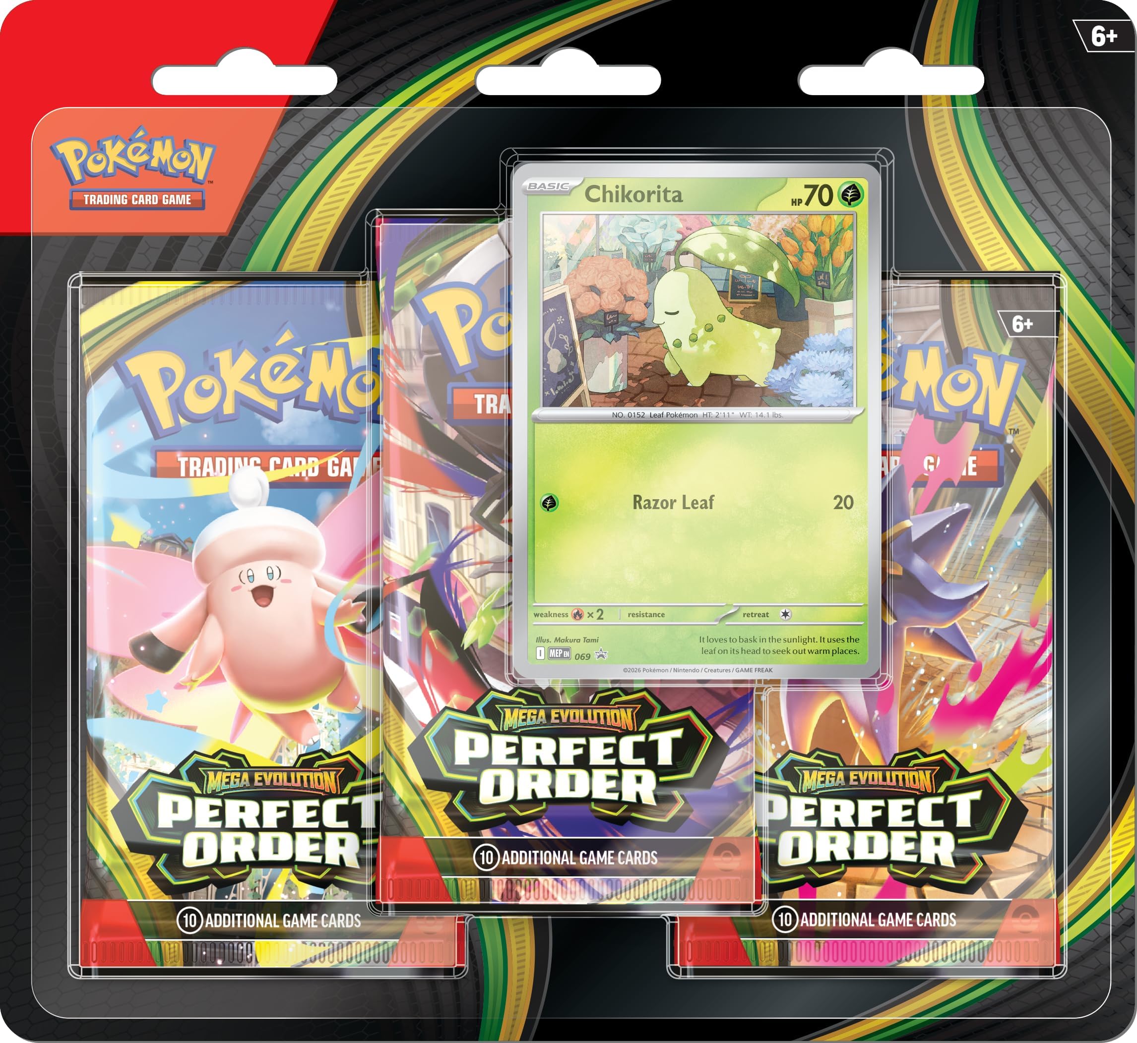 TCG: Mega EvolutionโPerfect Order Triple Pack (1 Foil Promo Card & 3 Booster Packs)