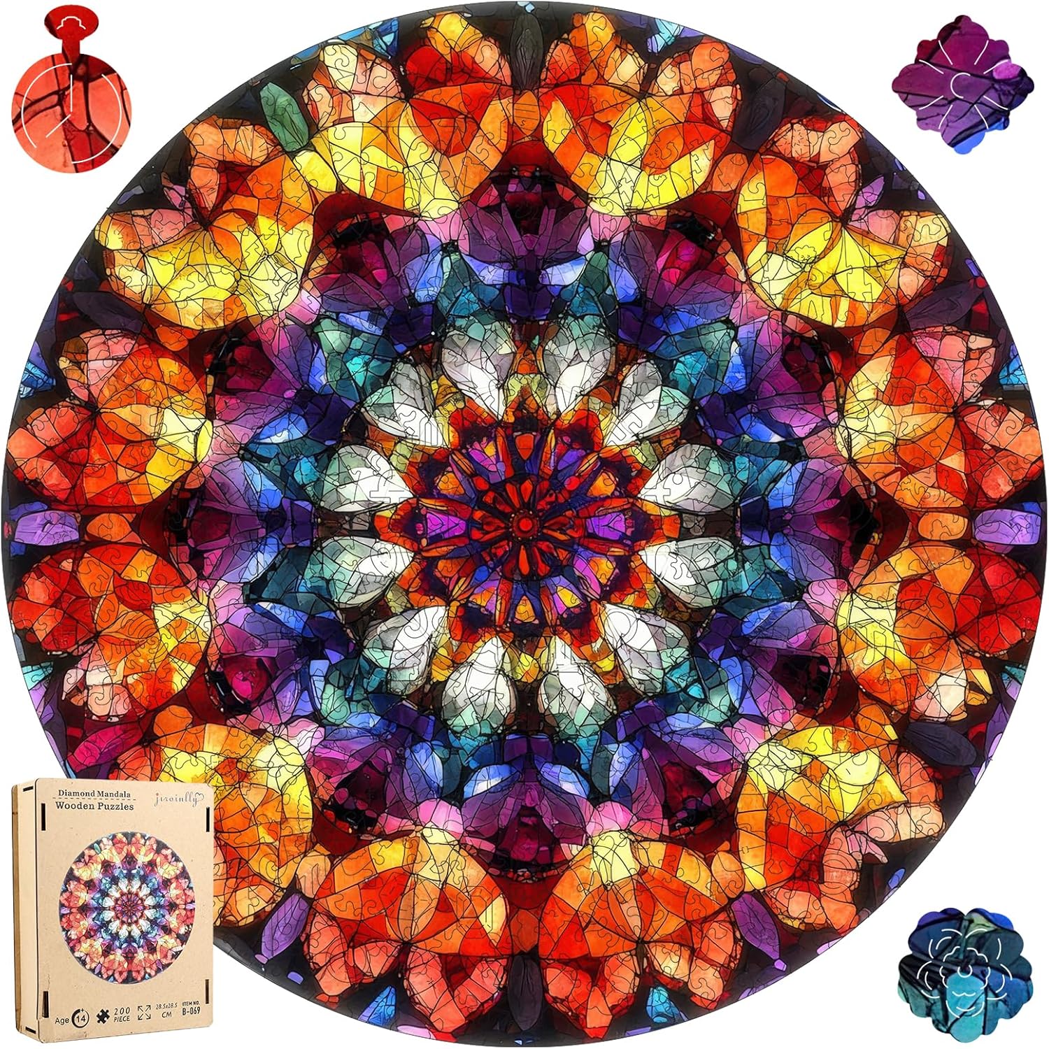 Product image of Puzzles for Adults Crystal Mandela Wooden Puzzles, 200 Pieces Unique Shaped Liberty Jigsaw Puzzles, Creative Toys for Adults and Kids, Fun Challenge Family Game 11.2'' x 11.2''