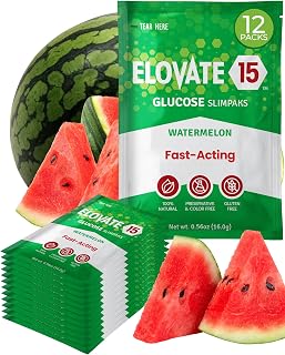 Fast Acting Glucose Packets - Quick Dissolving, Gluten-Free 15g of Powder Packets Energy Dips - Oral Dextrose Powder for Kids & Adults, Hypoglycemia (12 x Watermelon)