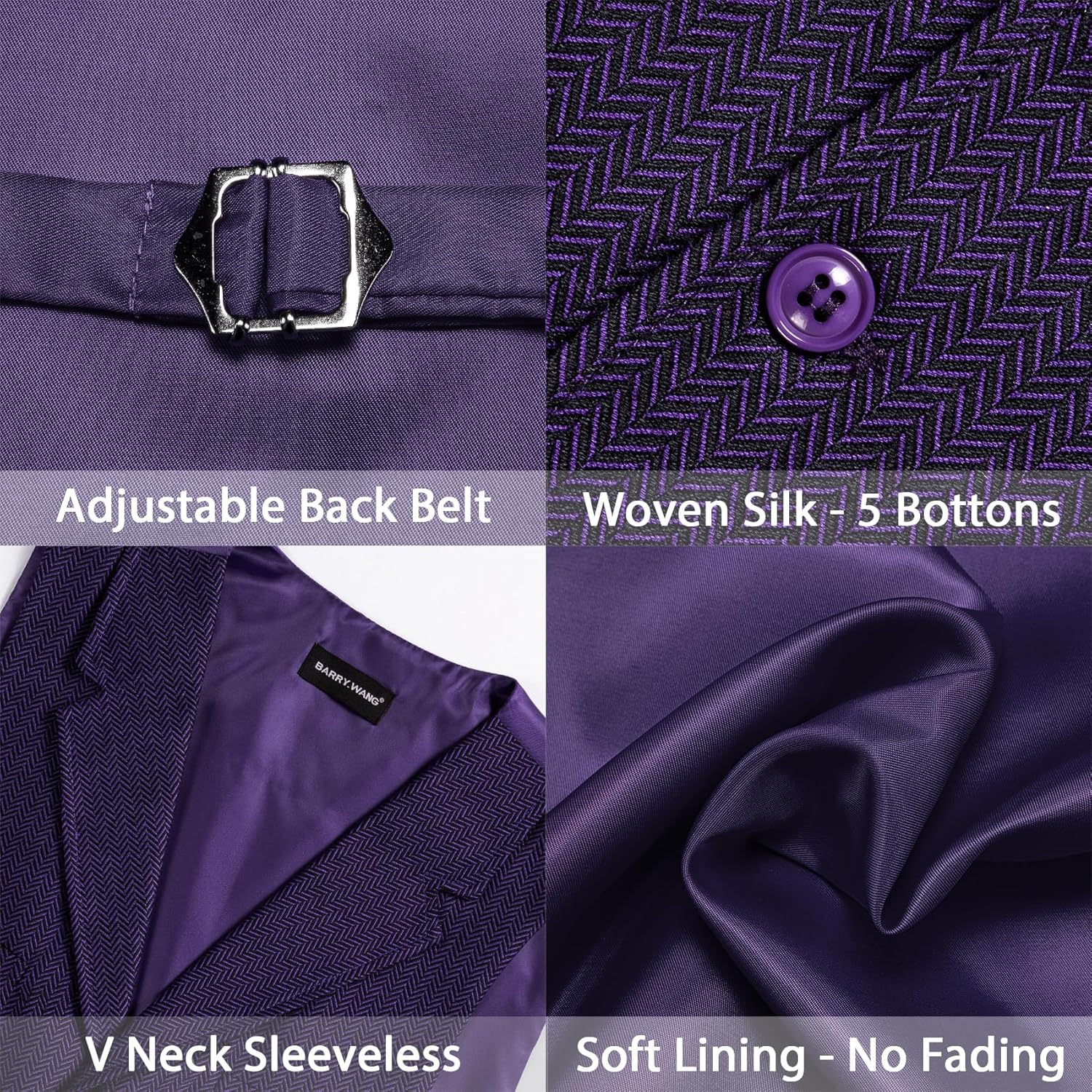 Barry.Wang Mens Suit Vest tweed Herringbone Notched Lapel Formal Business Waistcoat for Wedding Party