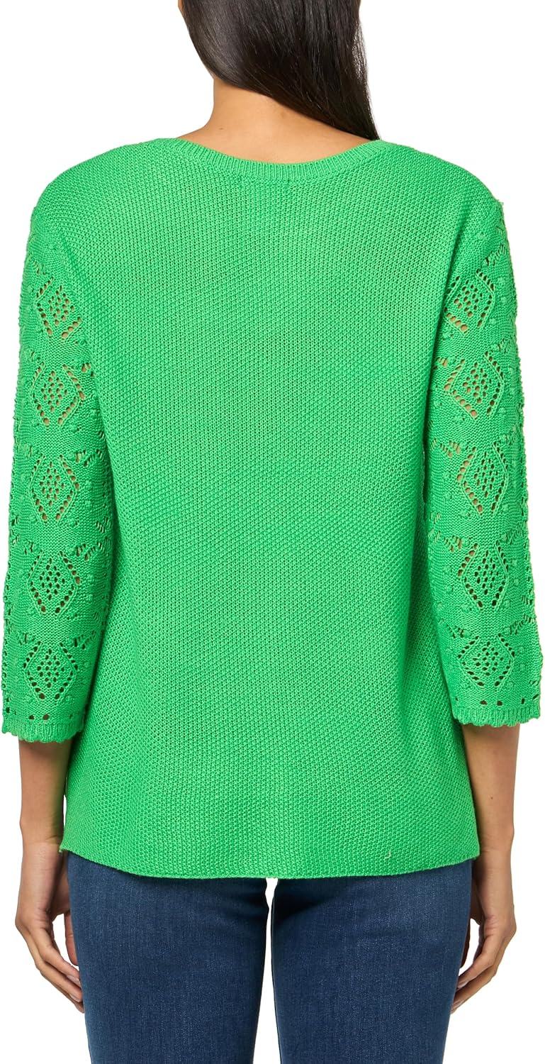 MULTIPLES Women's Three Quarters Sleeves Drop Shoulder Bateau Neck Sweater Top - Image 2