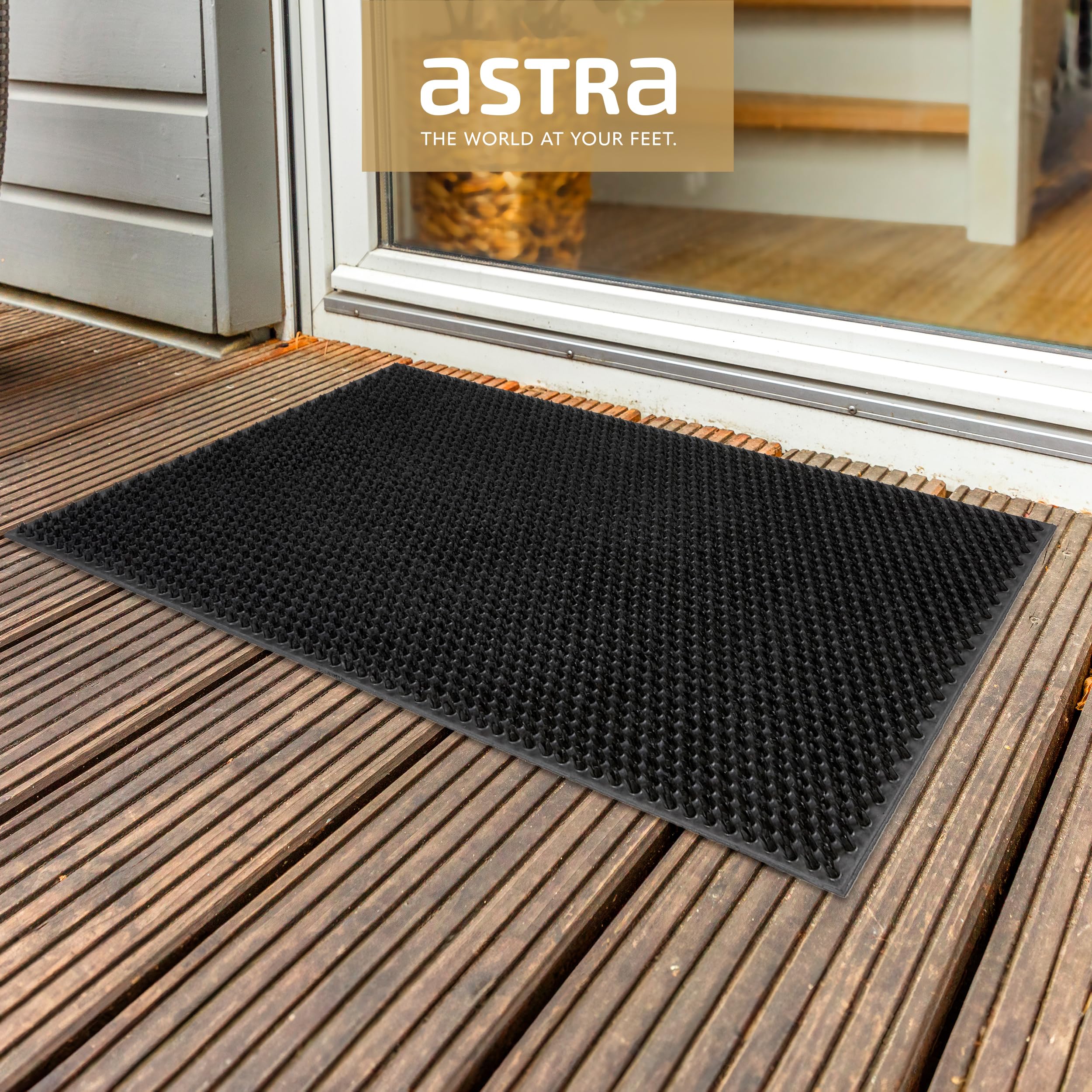 Zerbino Per Esterni Astra Gomma 45x75 Cm – Antiscivolo, Resistente Alle Intemperie, Nero