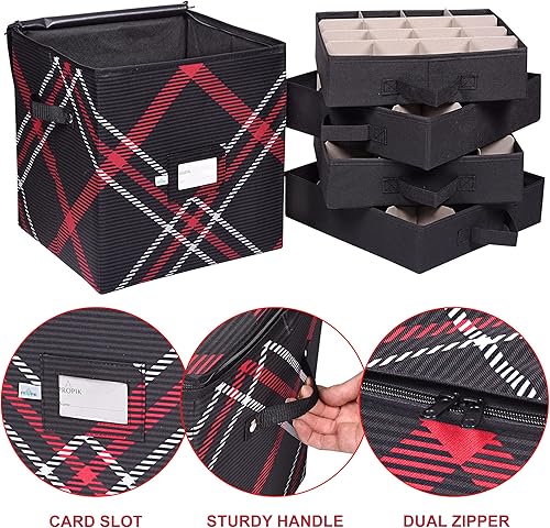 Miniatura 3 de ProPik Caja de almacenamiento de adornos de Navidad 4 niveles con capacidad para hasta 64 esferas de decoración de vacaciones contenedor de