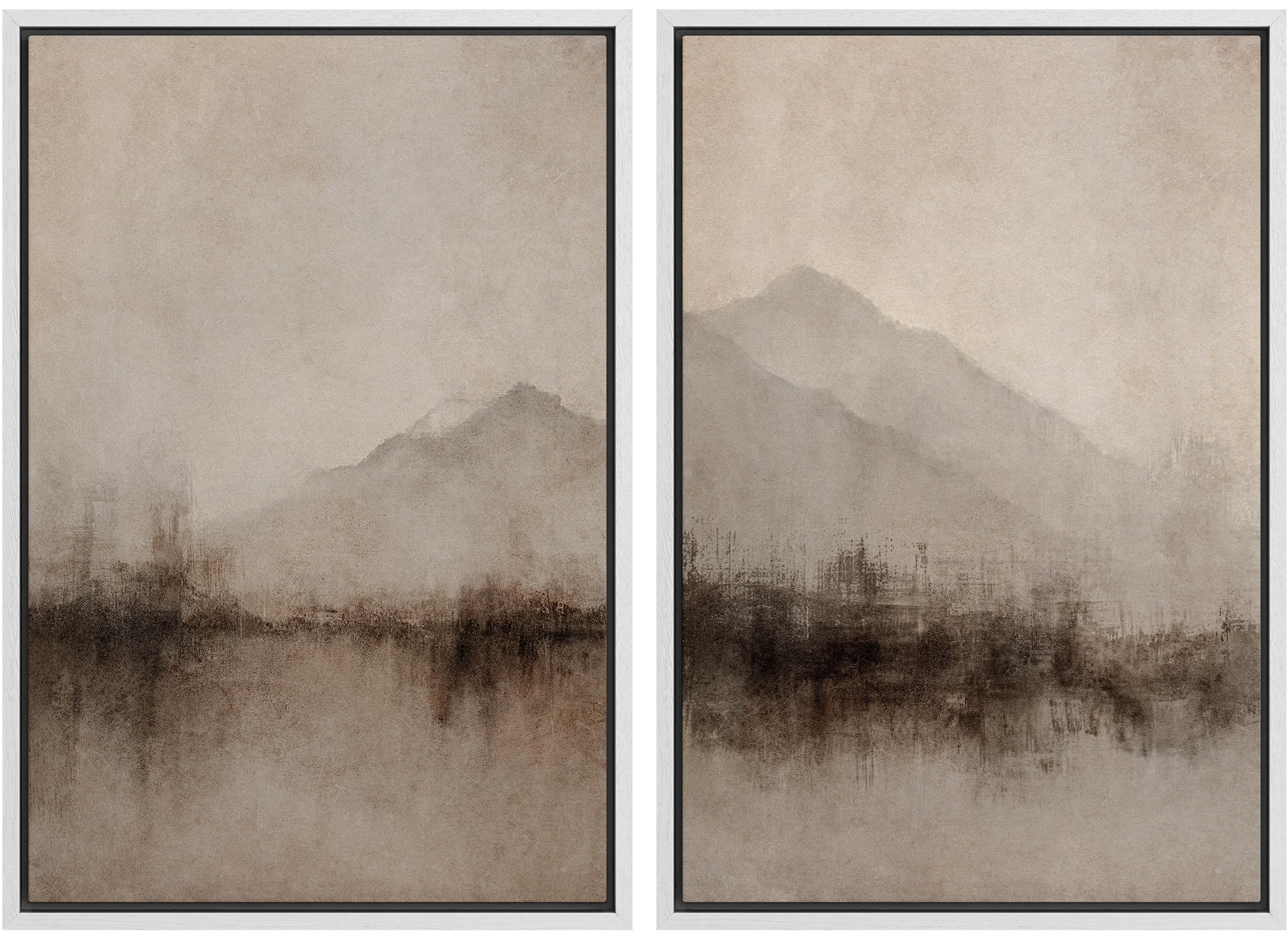 MUDECOR Framed Canvas Print Wall Art Set Watercolor Pastel Green Tan Landscape Abstract Shapes Illustrations Modern Art Decorative Contemporary for Living Room, Bedroom, Office - 16"x24"x2 Natural — view 29