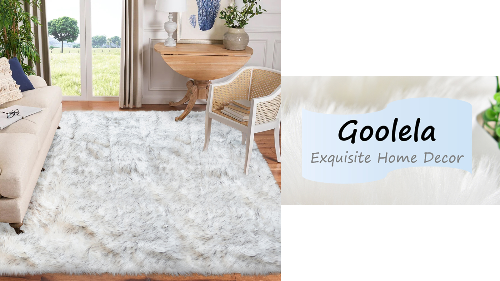 Amazon.com: Goolela White Fluffy Faux Fur Rug for Bedroom Faux