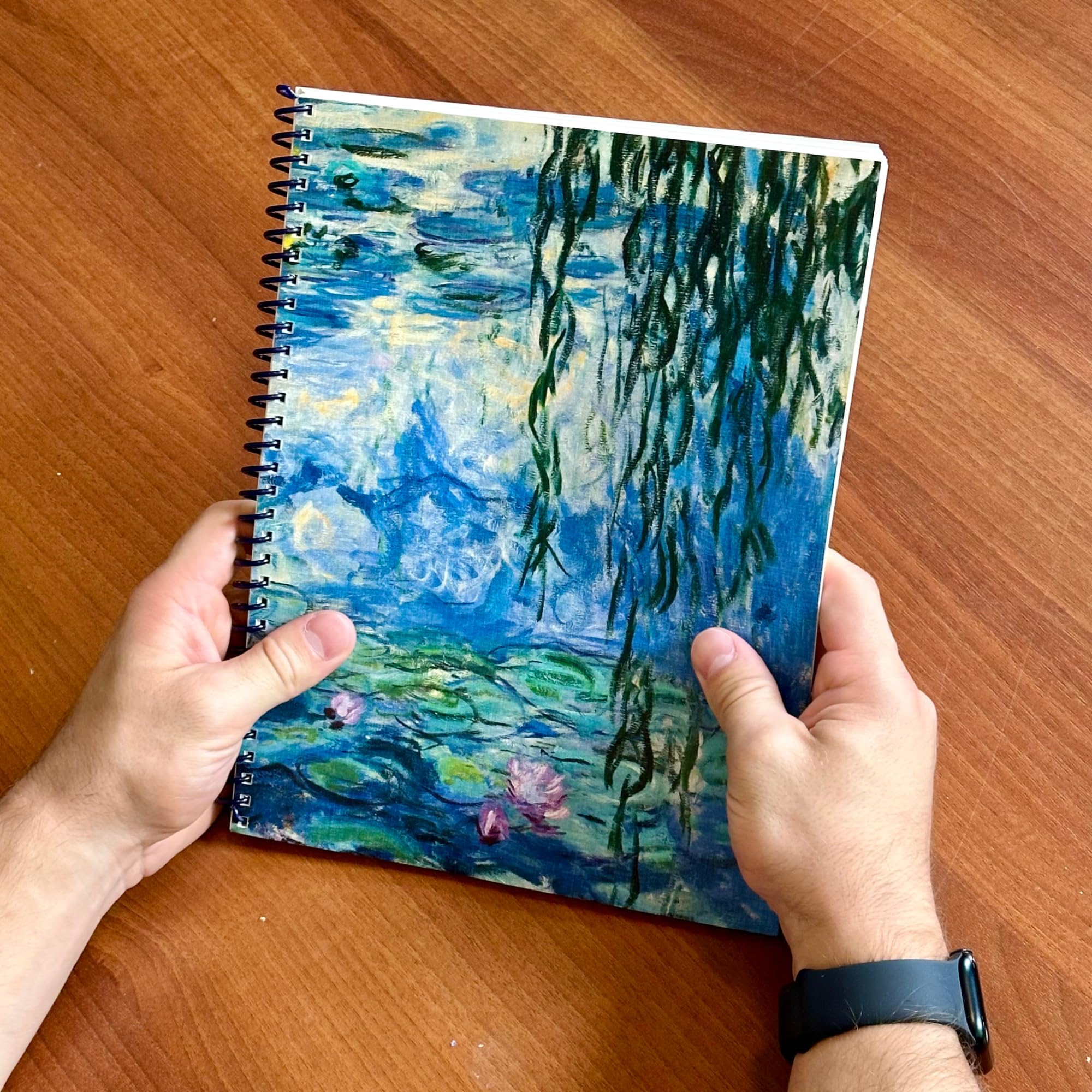 Agenda giornaliera 2025 "Ninfee" di Claude Monet, copertina in lino resistente, stampata su carta fine ecologica, organizer mensile da collezione per casa, scuola e ufficio
