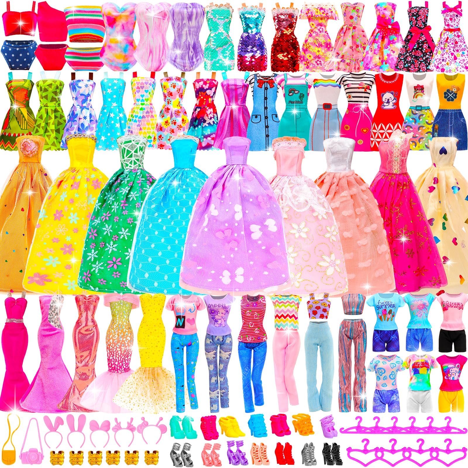 Miunana 54 Doll Clothes Dresses Accessories Swimsuits for 11.5 Inch Dolls
