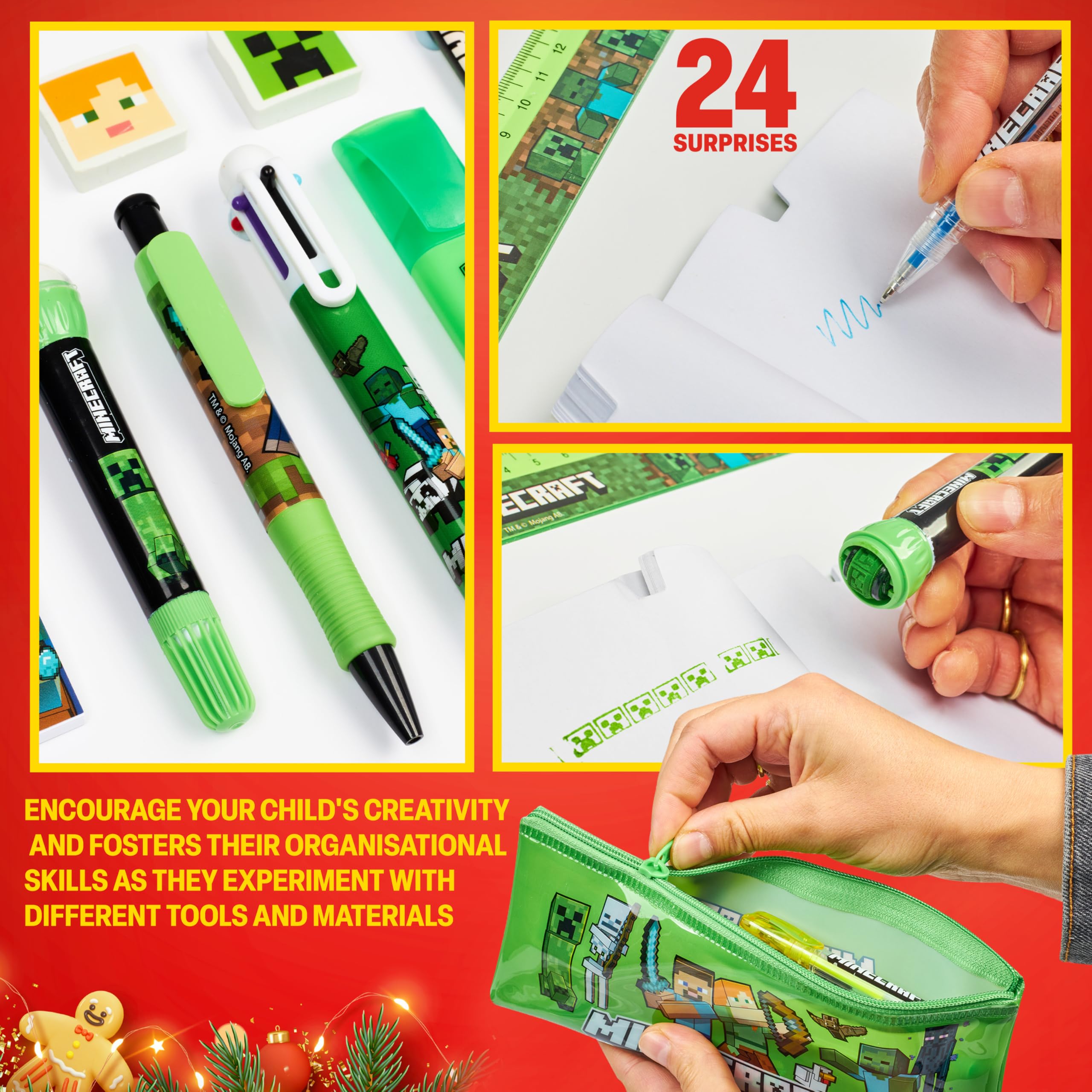 Minecraft Advent Calendar 2025 for Kids Teens Creeper Stationery & Accessories Christmas Countdown Calendar - Image 3