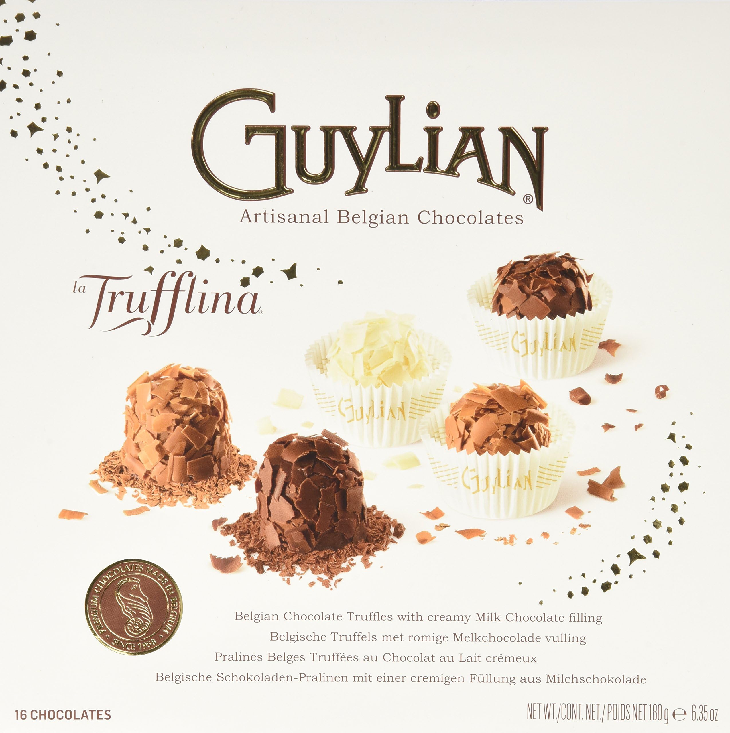 Guylian Trufflina Assortment Of 16 Belgian Chocolates With Milk Chocolate Truffle Filling